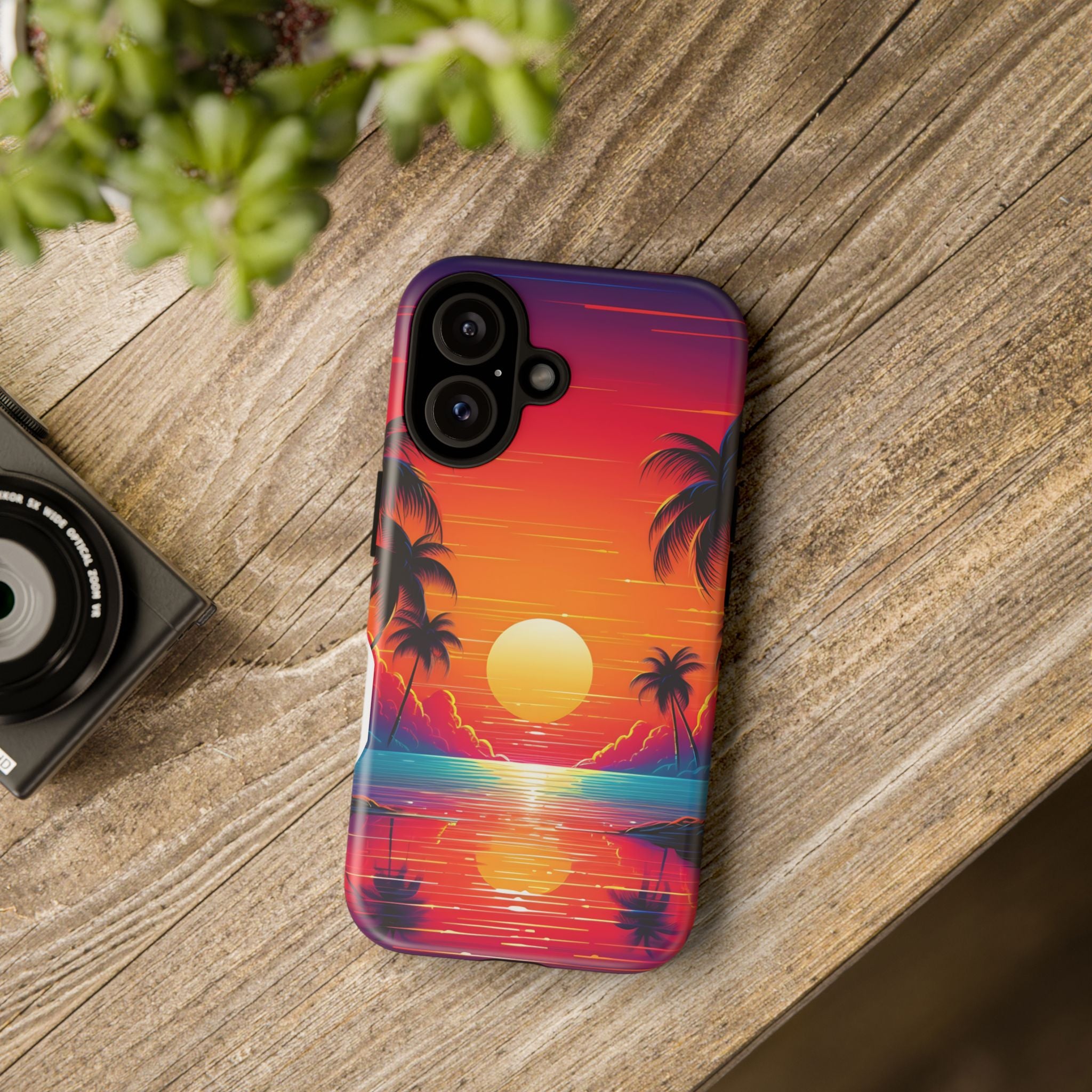 Sunset Palm Beach iPhone Case - Hexagon Stone