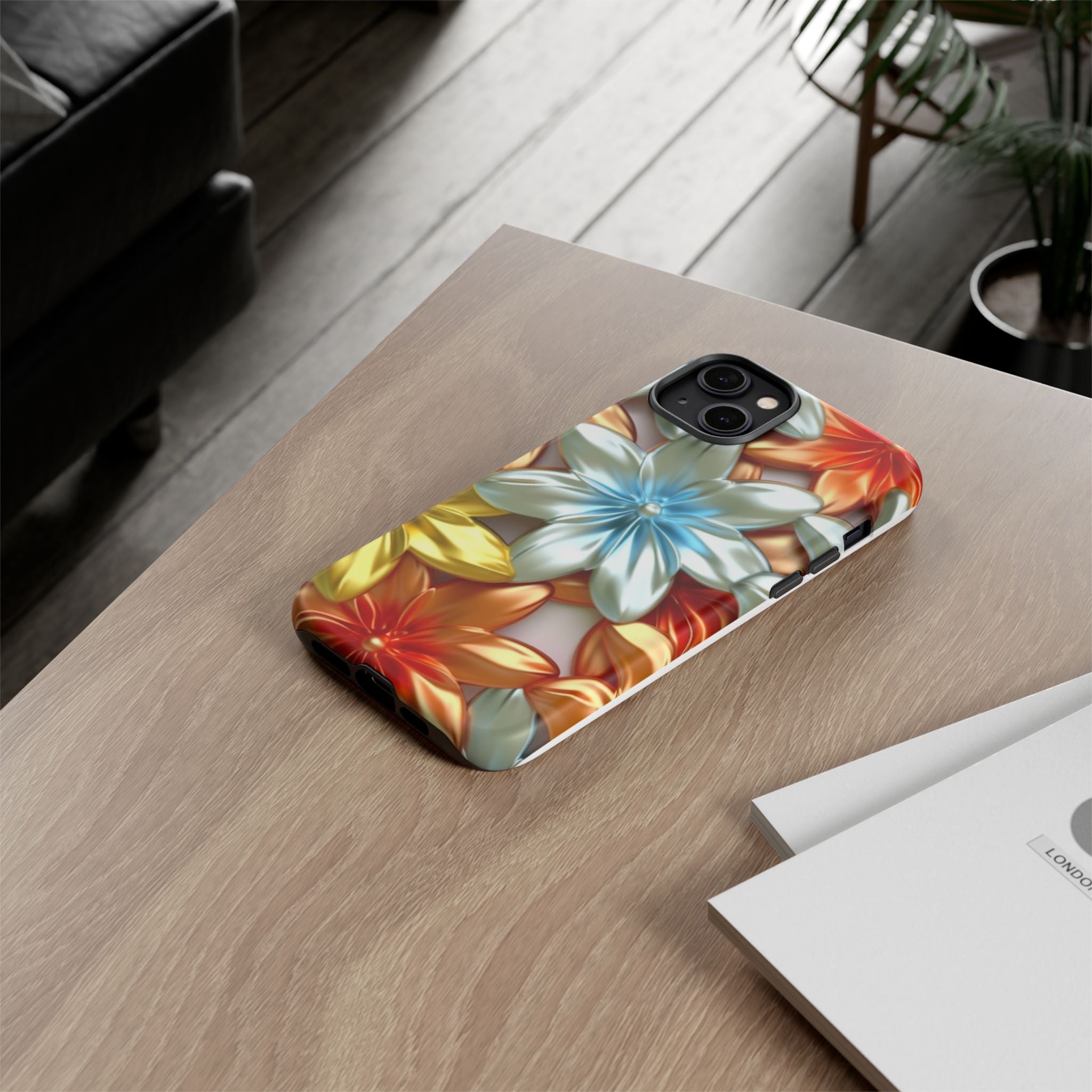 Metallic Flower Hexagon iPhone Case - Rugged