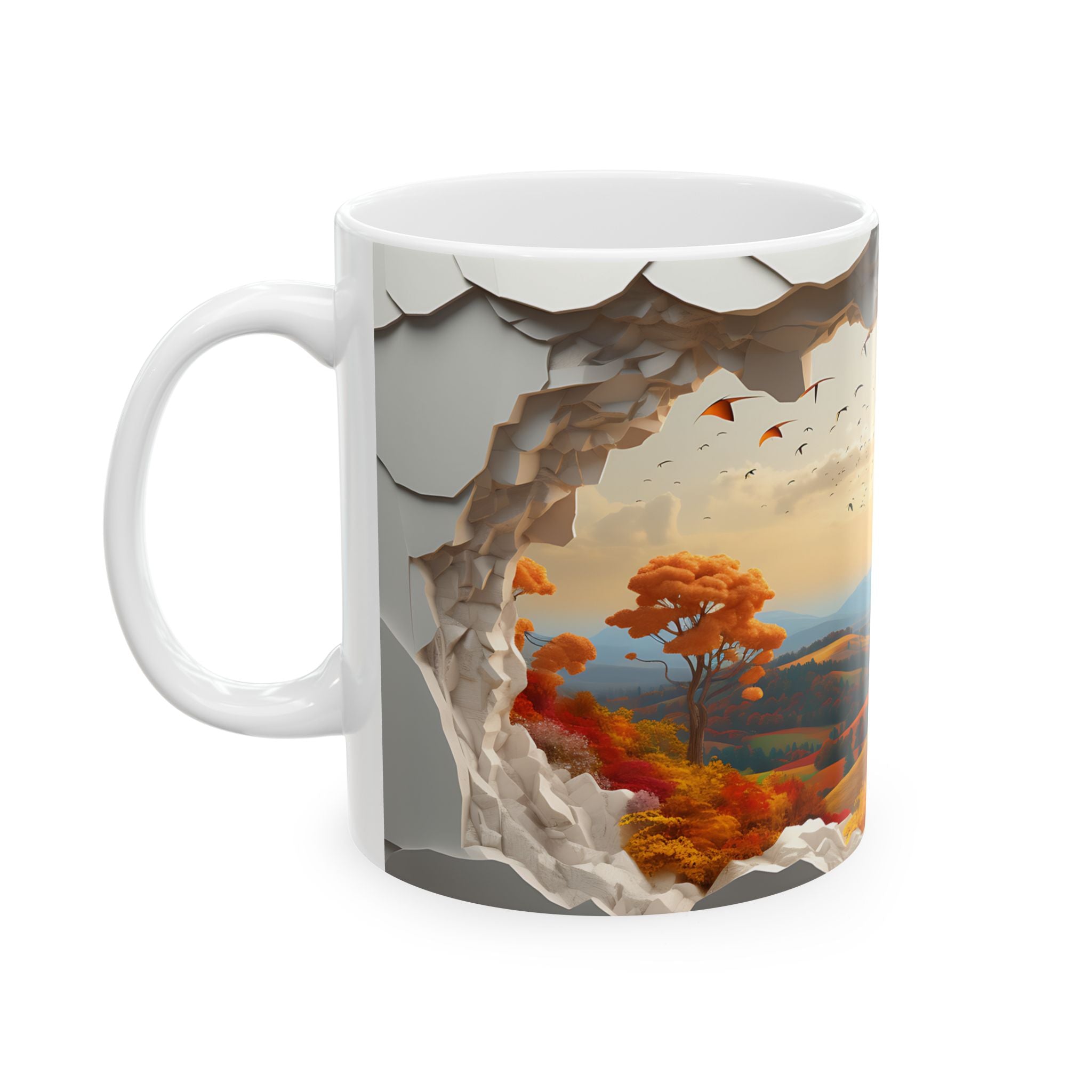 Autumn Portal Mug: Surreal Fall Scene