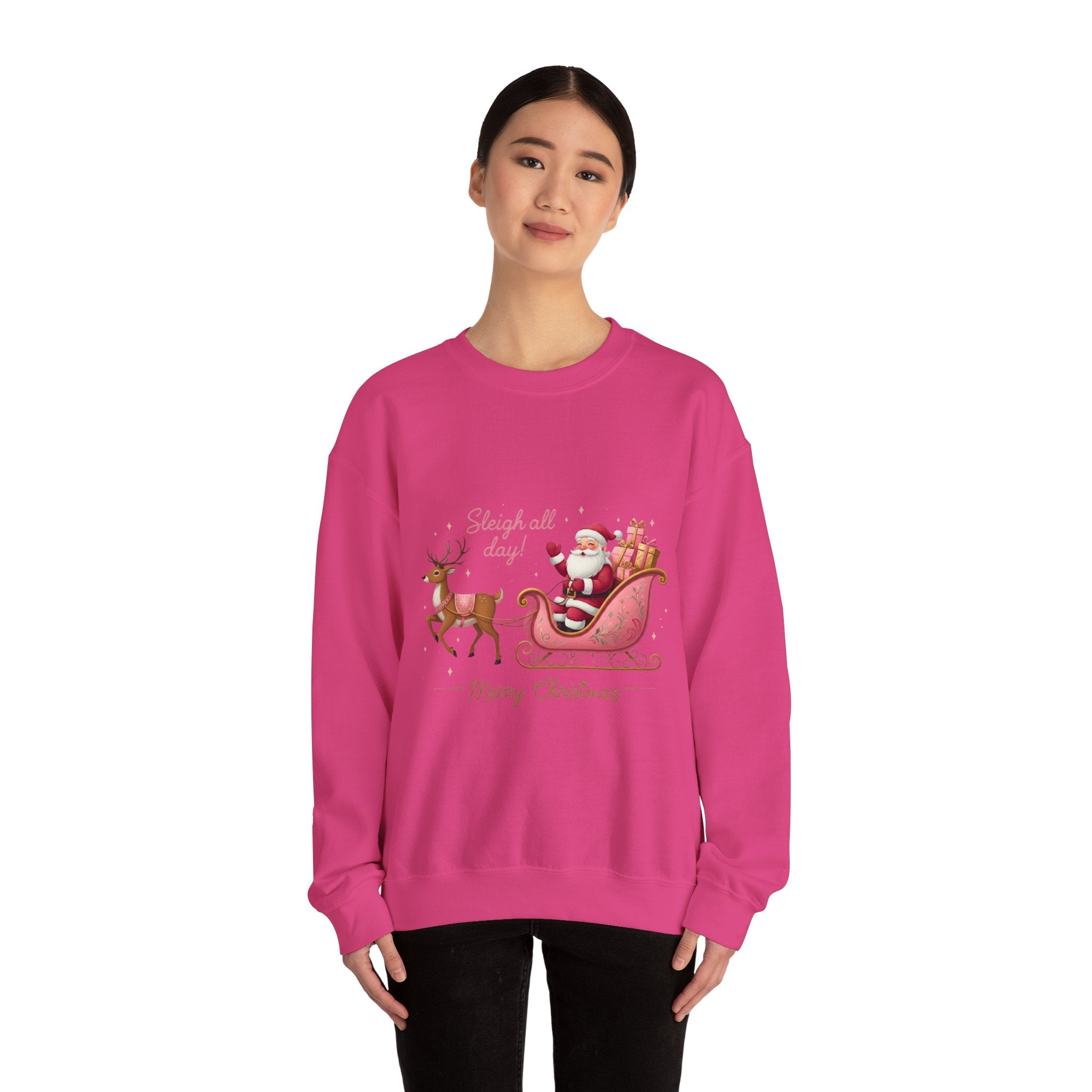 Pink Sleigh Santa Christmas Sweatshirt