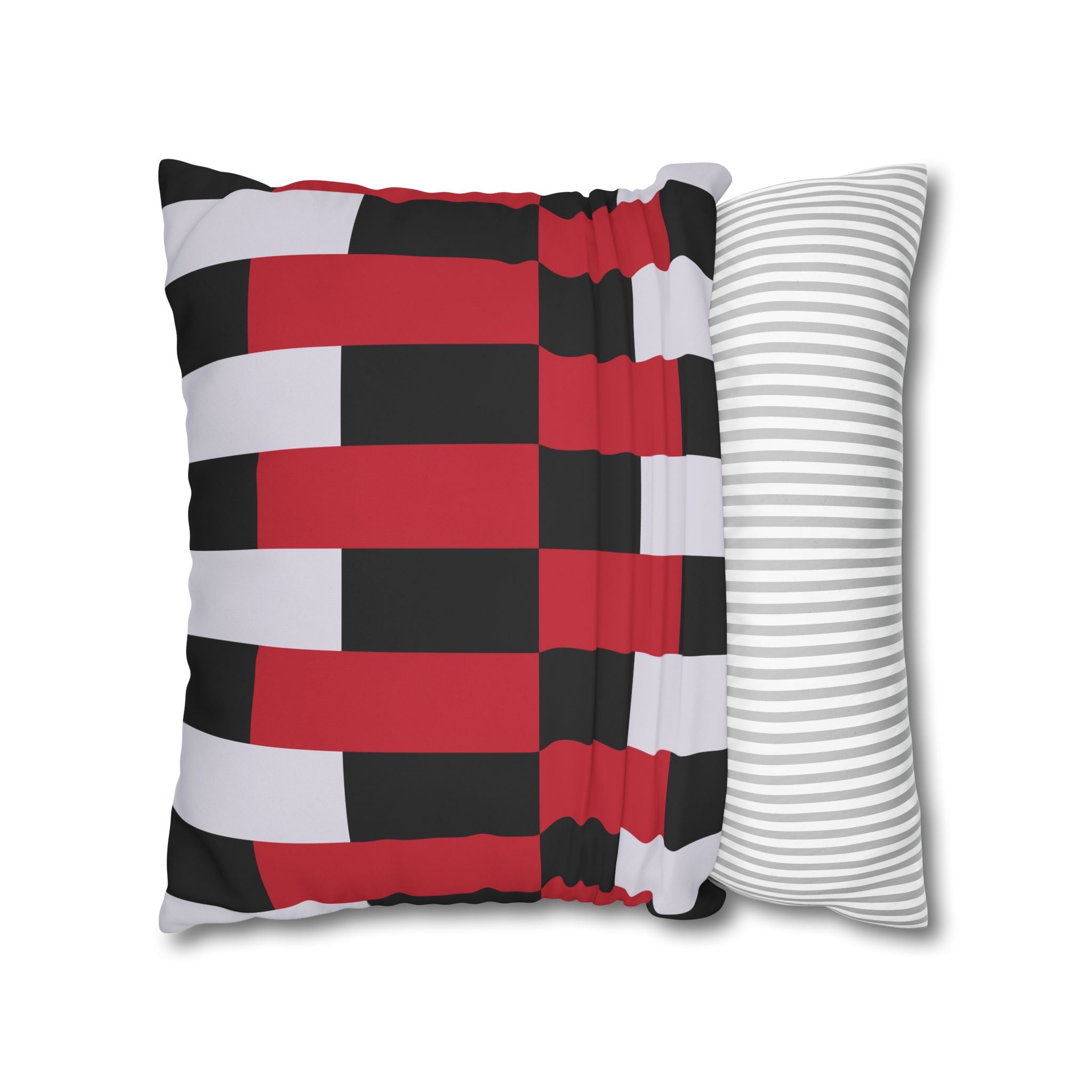 Geometric Stripe Pillowcase - Crimson & Gray