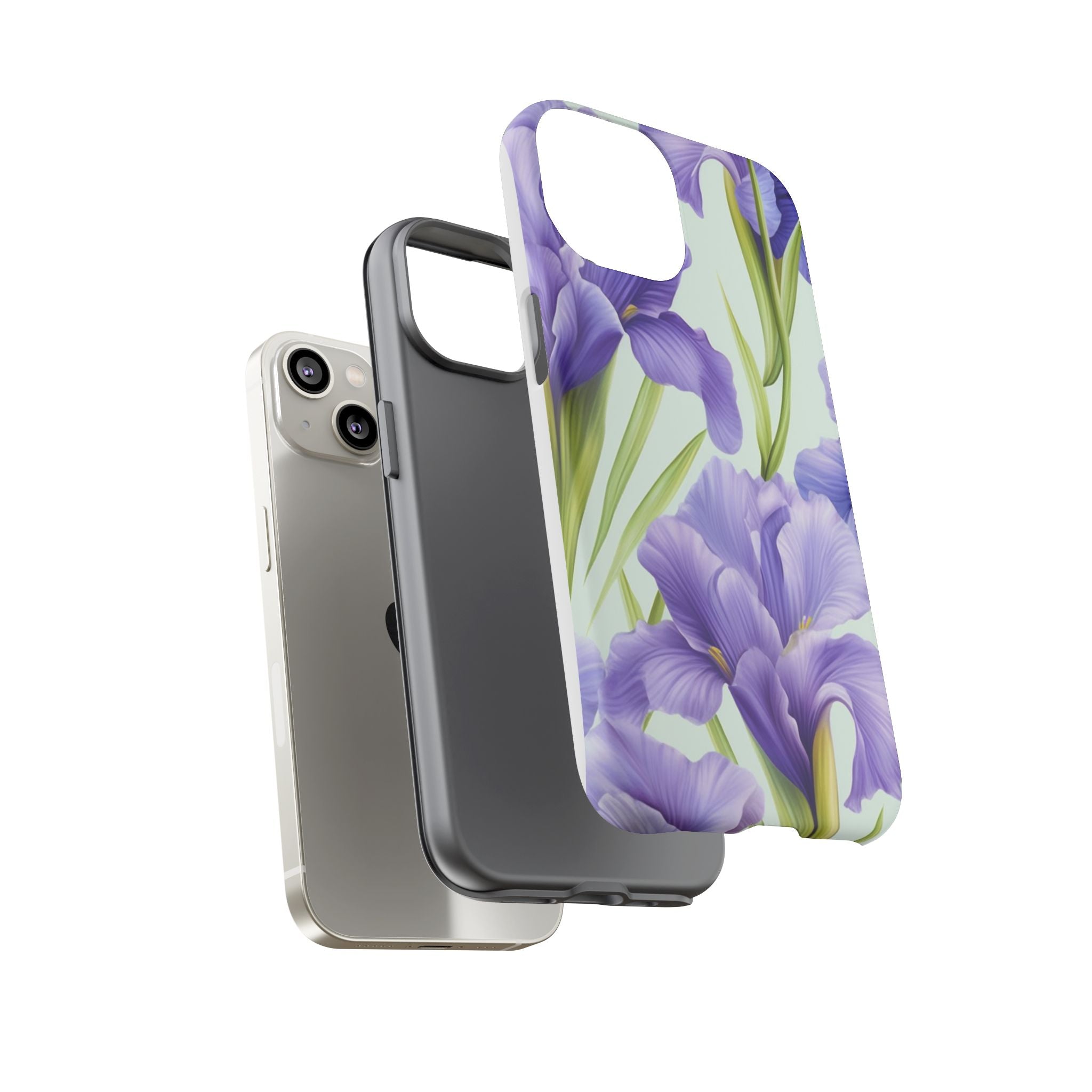 Purple Iris Floral iPhone Case - Hexagon Stone