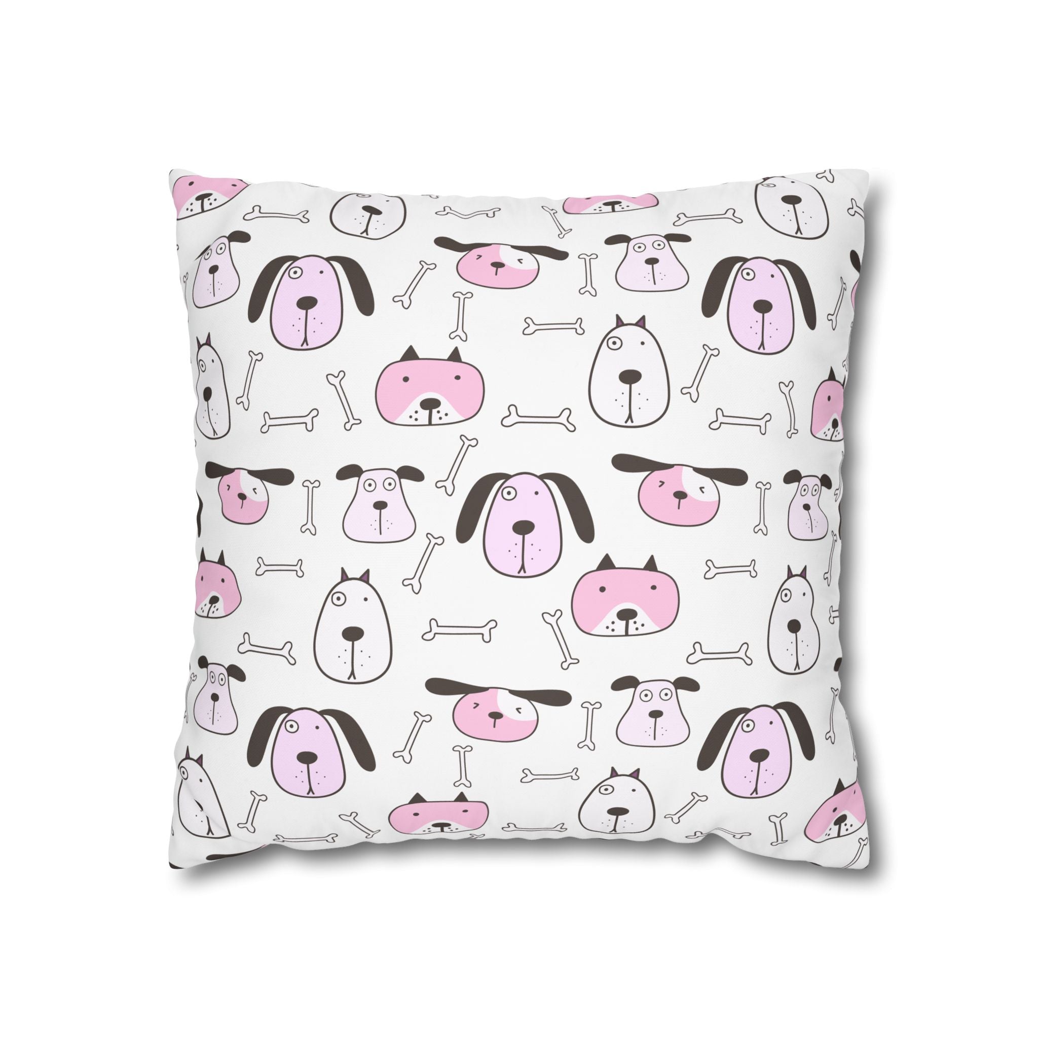 Cute Dog Bone Pillowcase - Pink & White