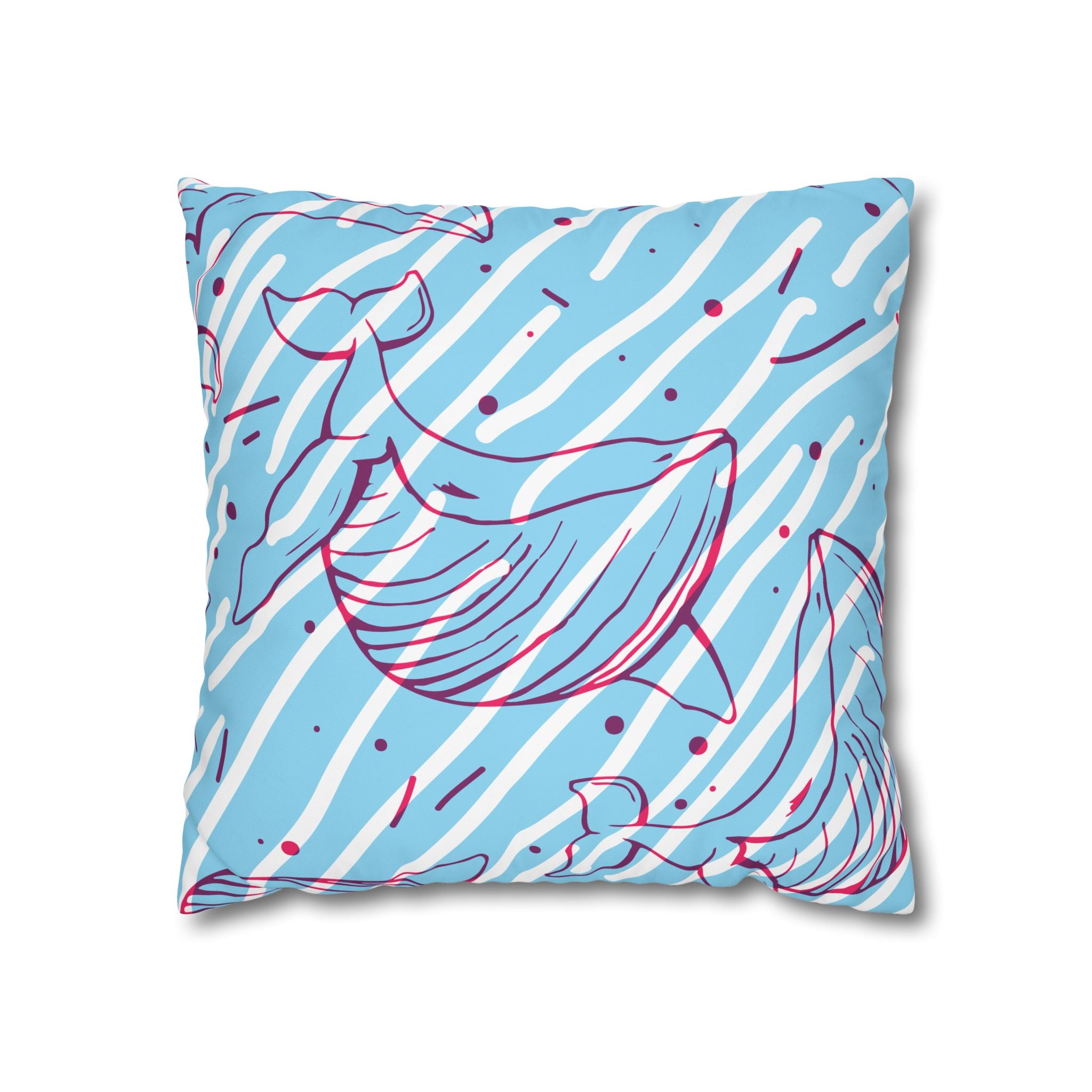 90s Whale Pillowcase - Pastel Blue