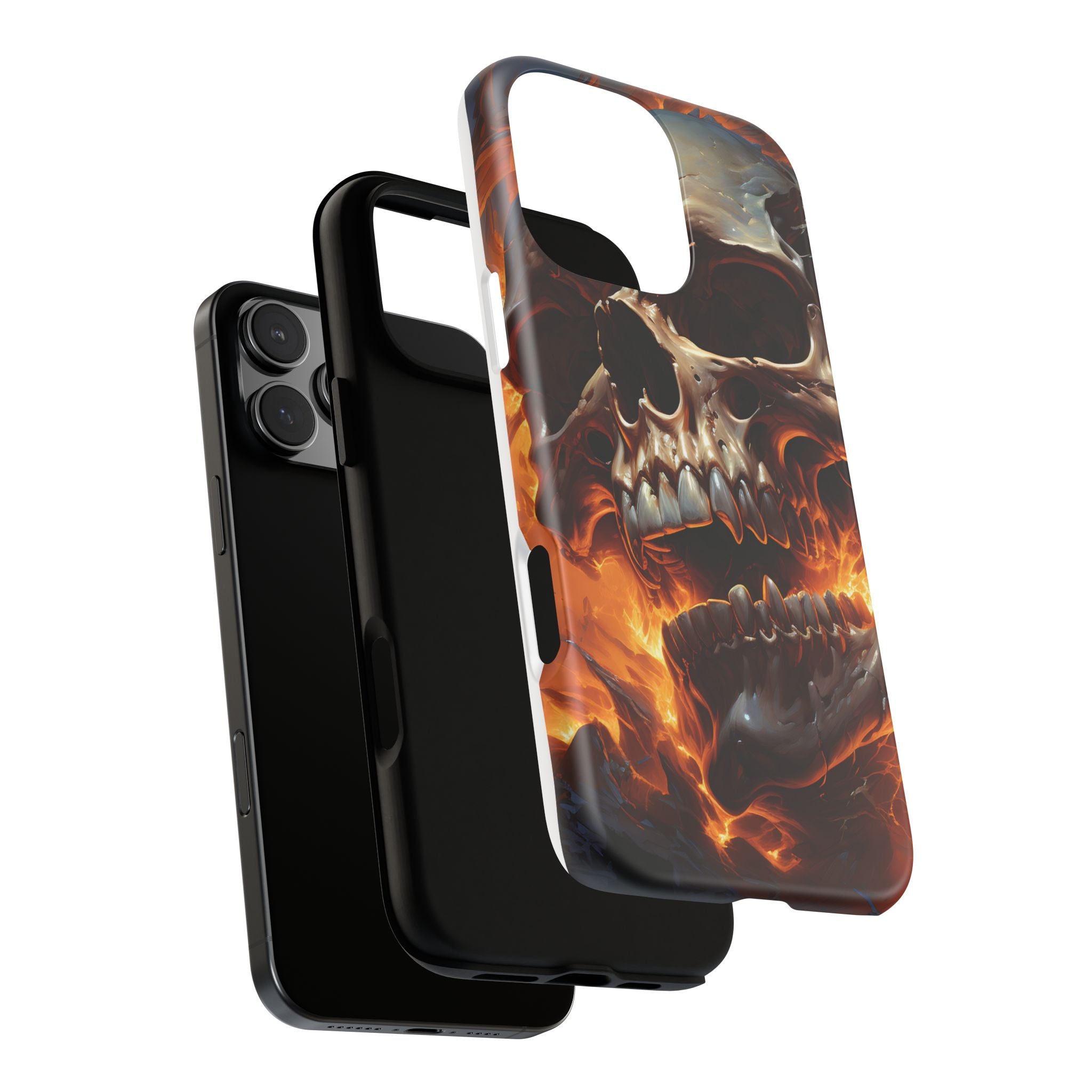 Fiery Skull Hexagon iPhone Case - Rugged