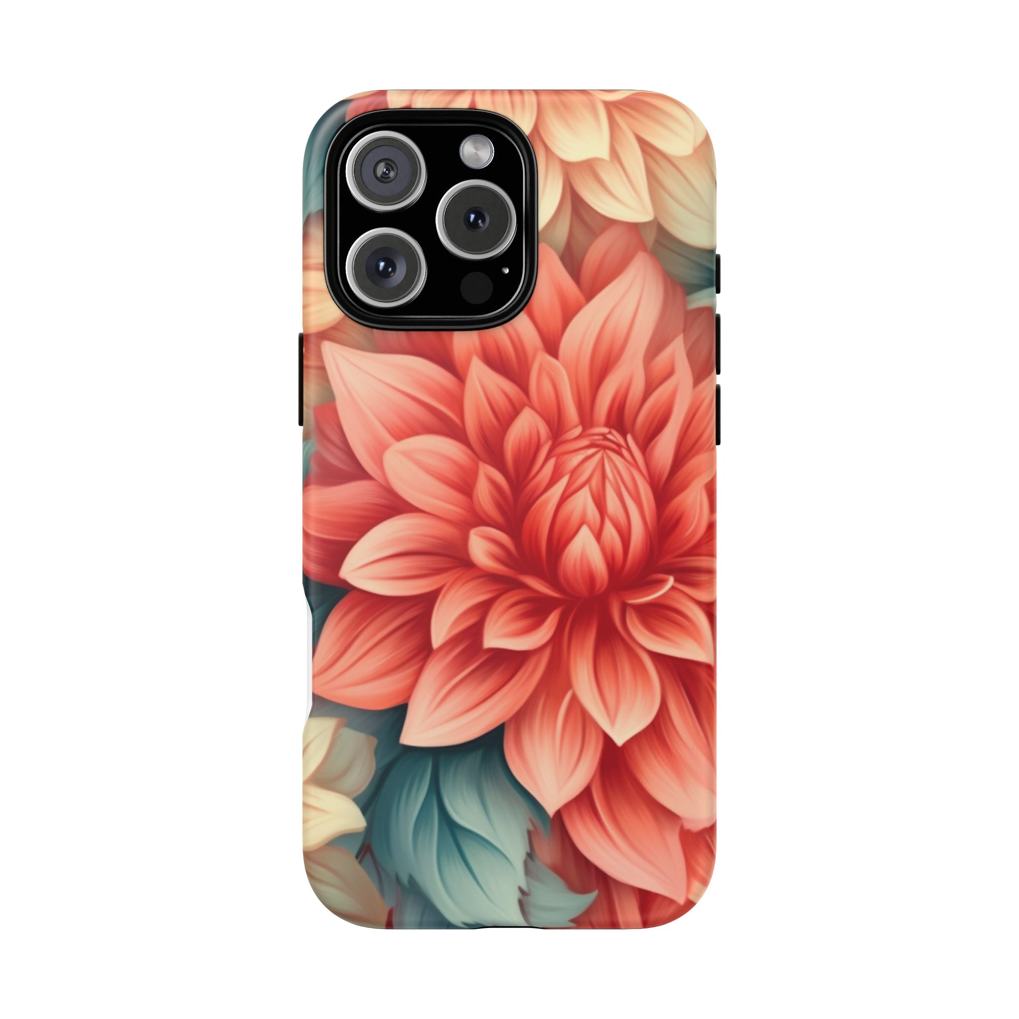 Coral Dahlia Hexagon iPhone Case - Rugged Texture