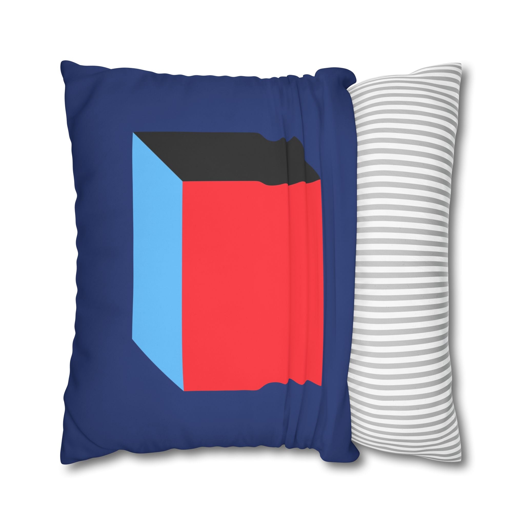 Geometric Cube Pillowcase - Red & Blue