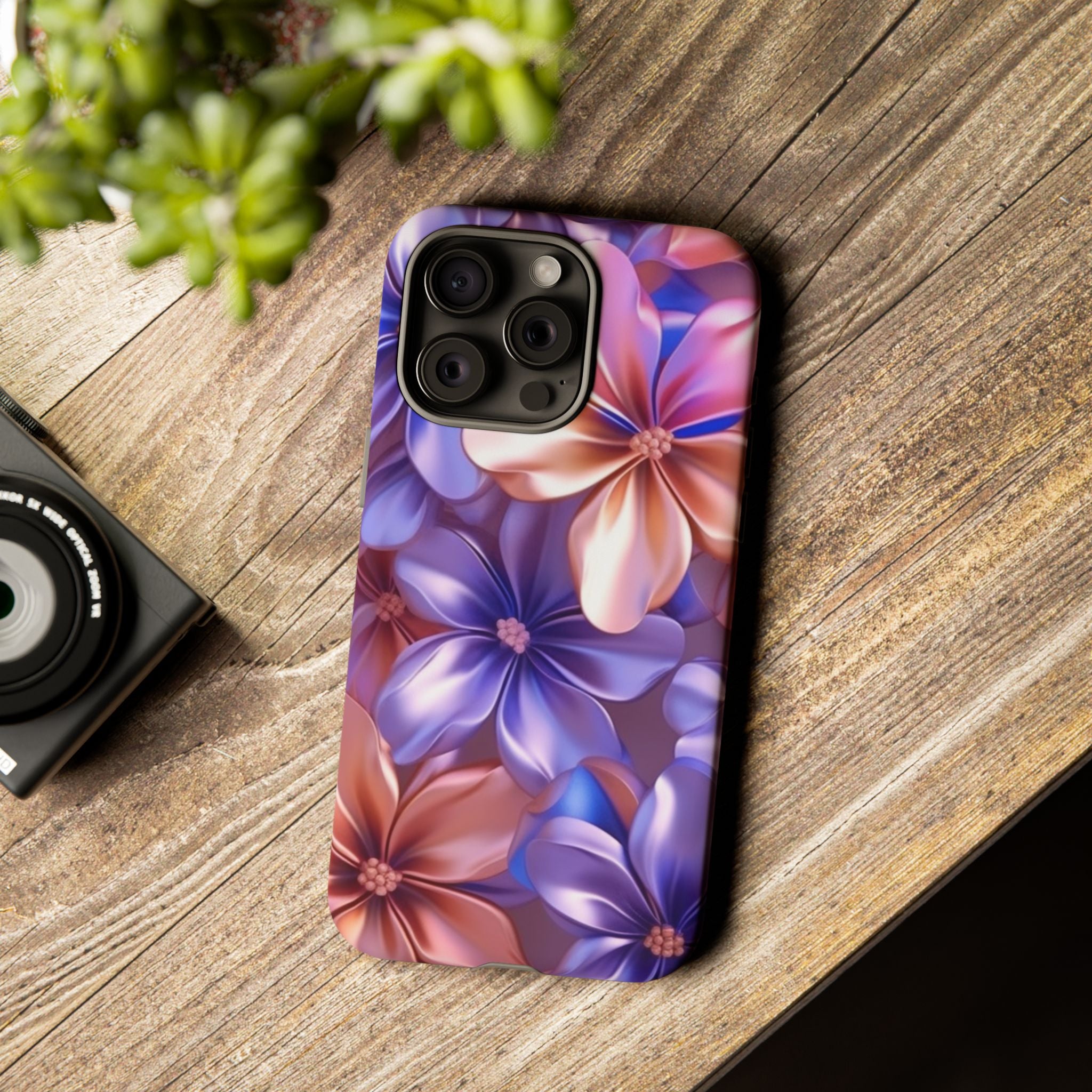 Metallic Flower iPhone Case - Rugged Hexagon Stone