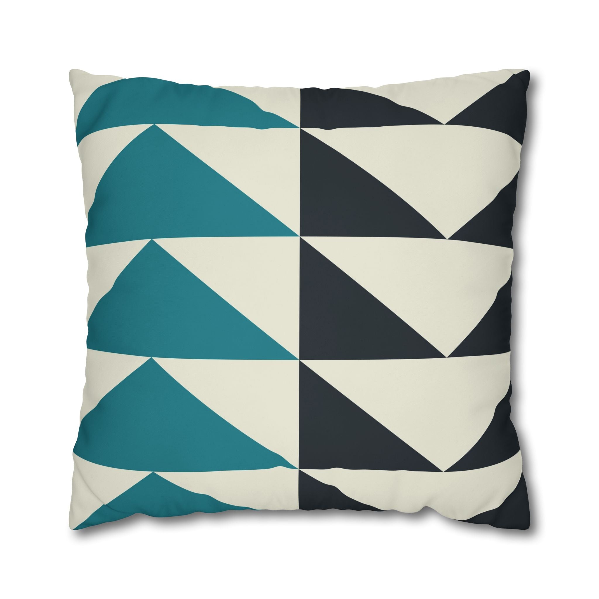 Geometric Teal & Charcoal Triangle Pillowcase