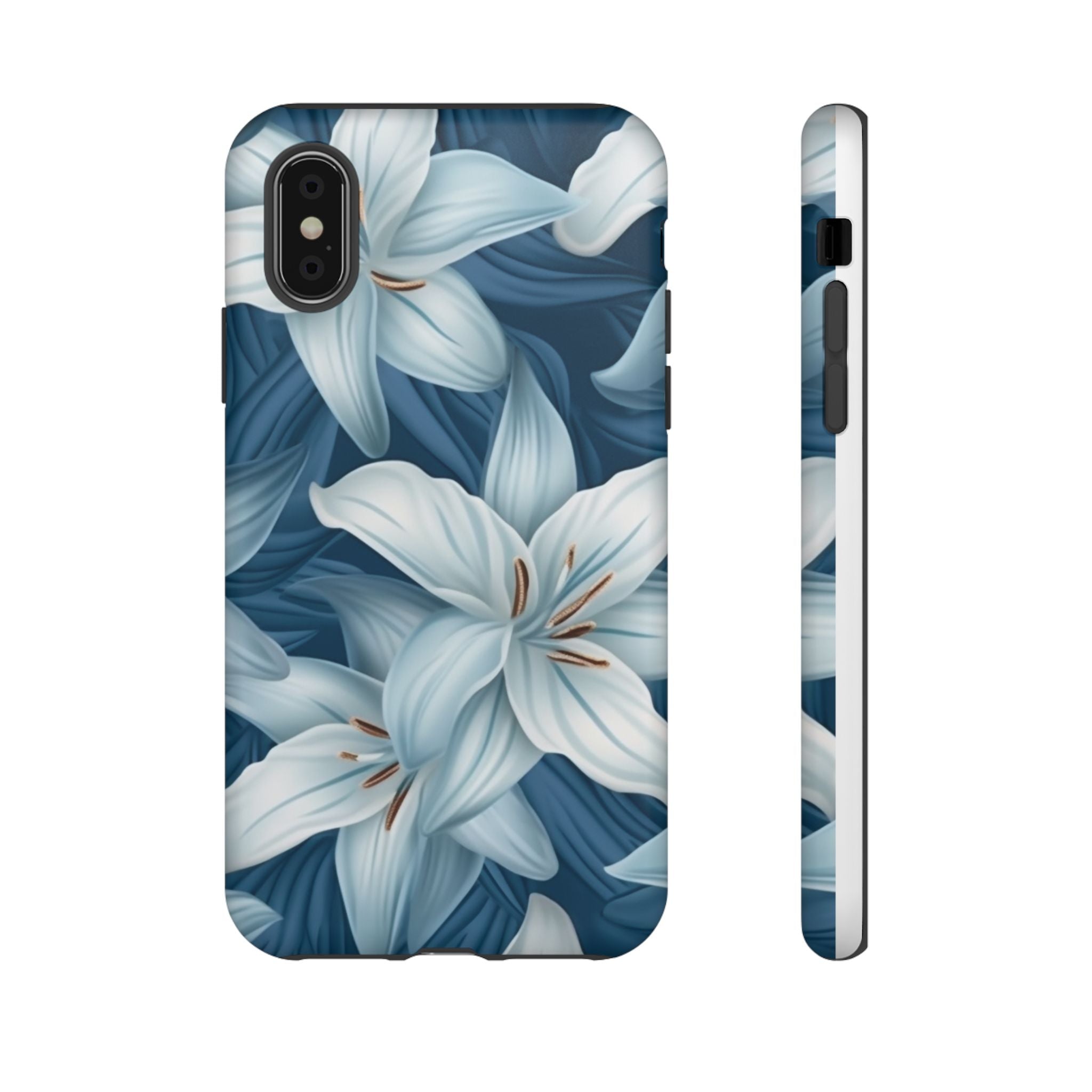 Pastel Blue Lily iPhone Case - Hexagon Stone