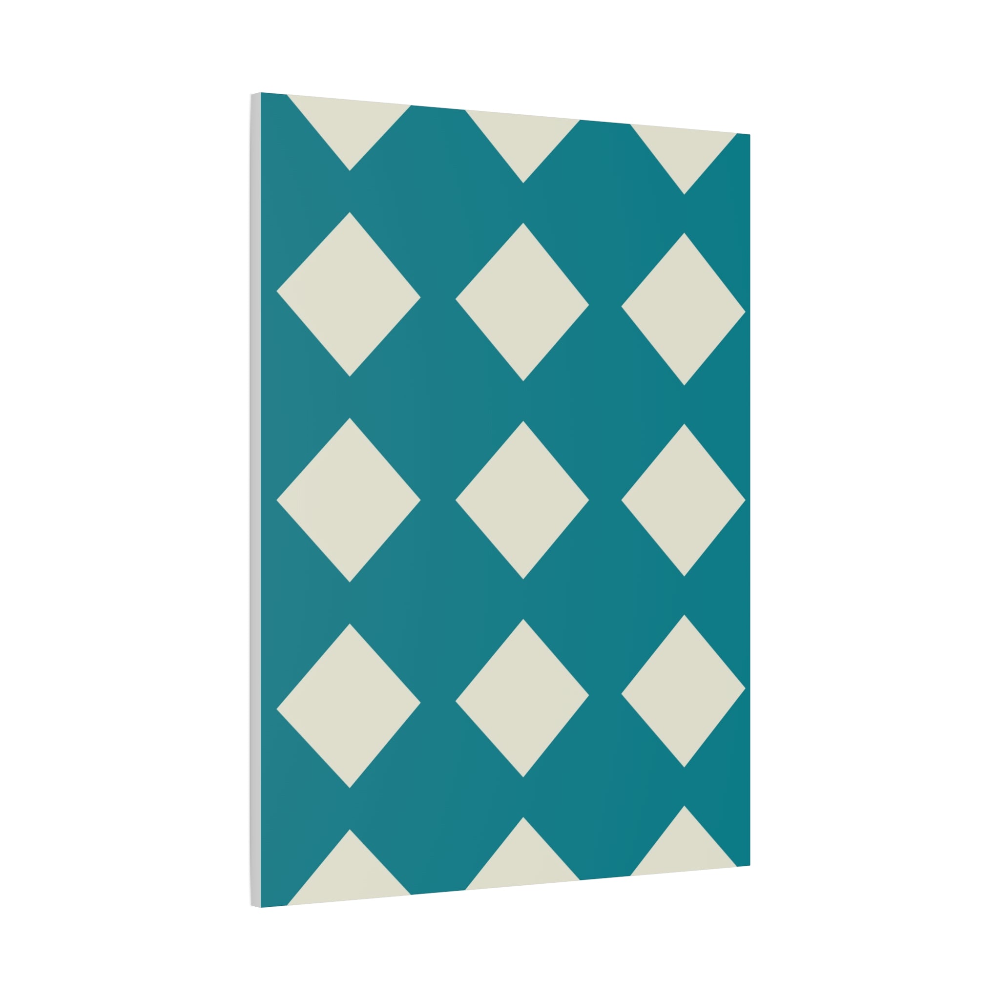 Teal & Cream Diamond Geometric Canvas Art