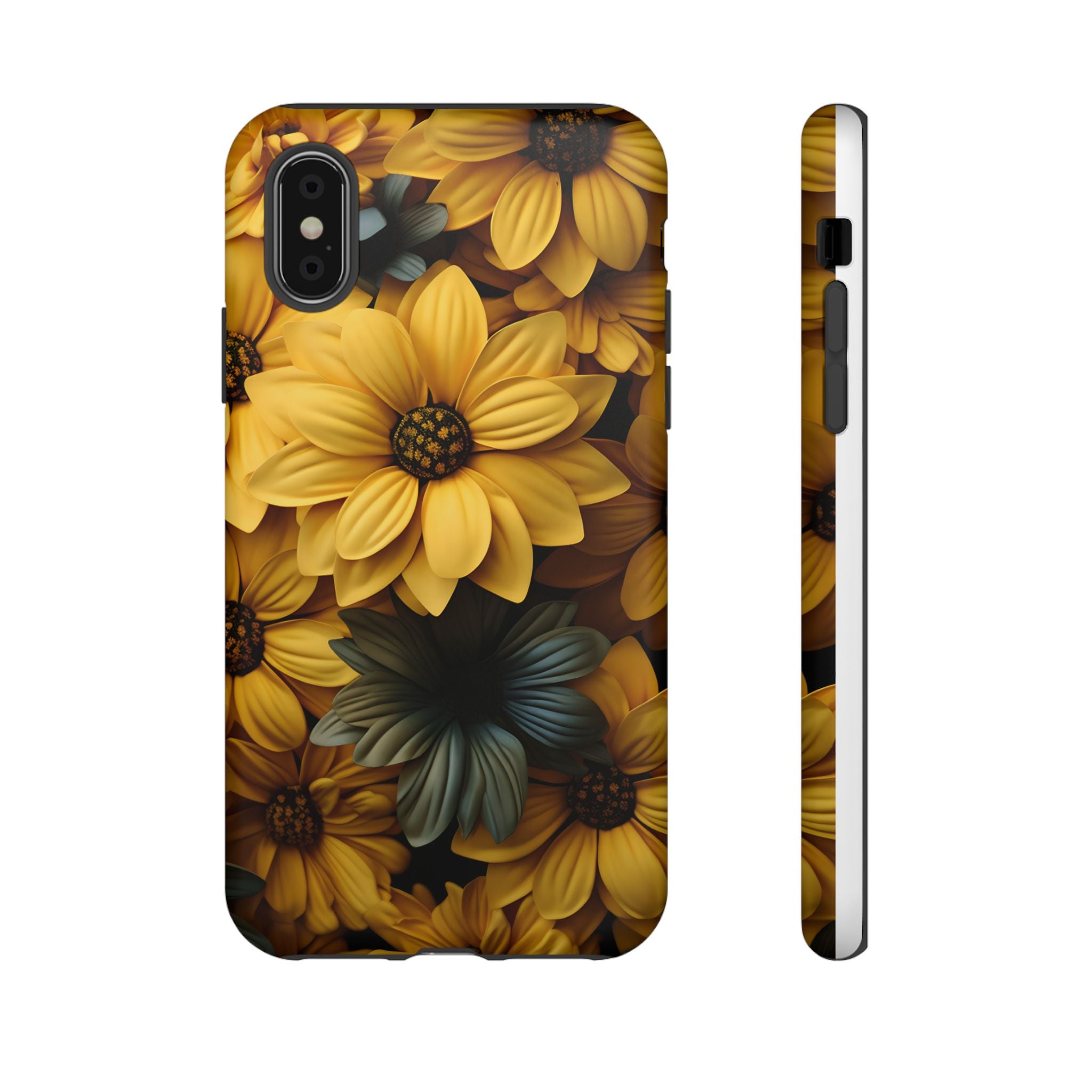 Golden Bloom Hexagon iPhone Case - Rugged Texture