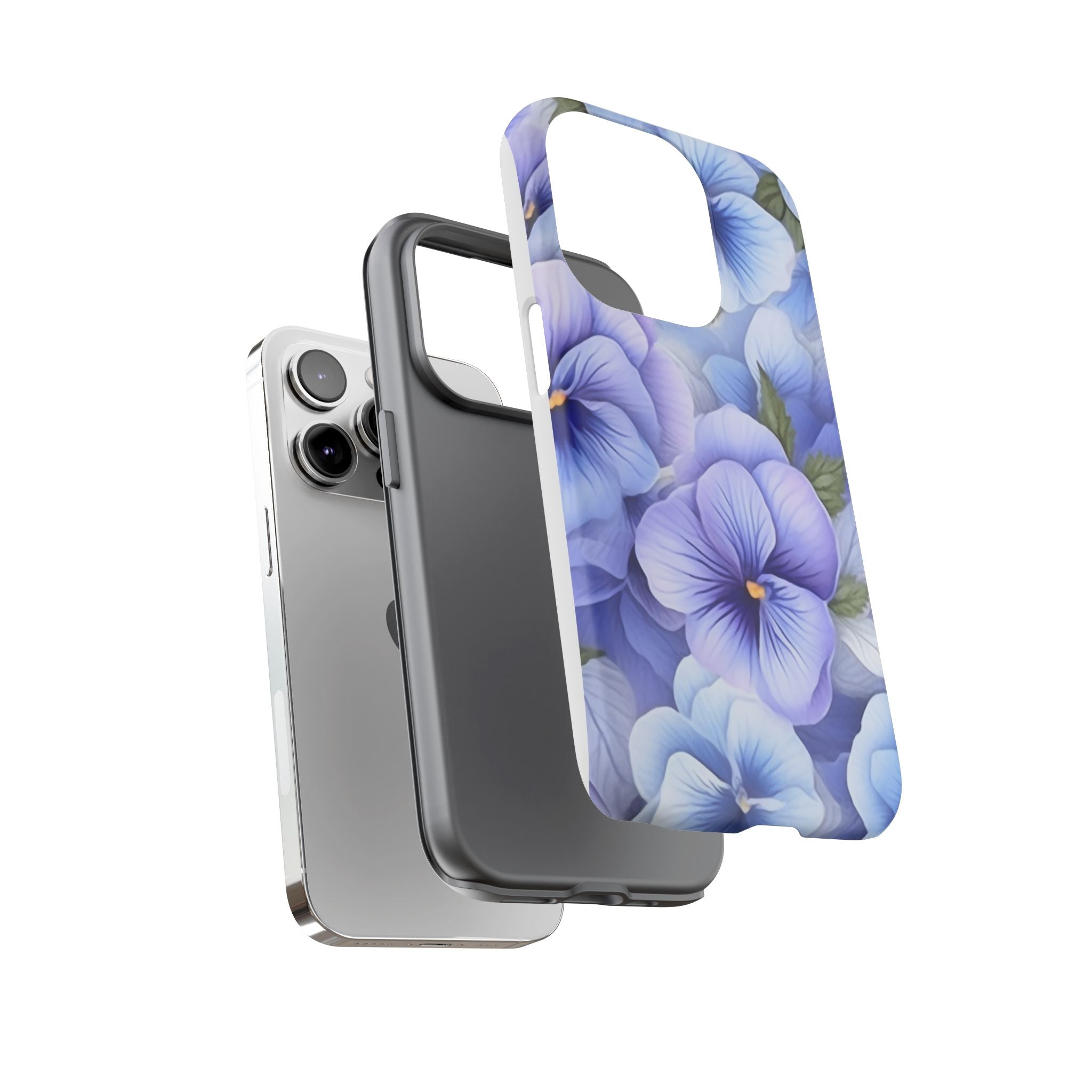 Dreamy Pansy Blue iPhone Case - Hexagon Stone