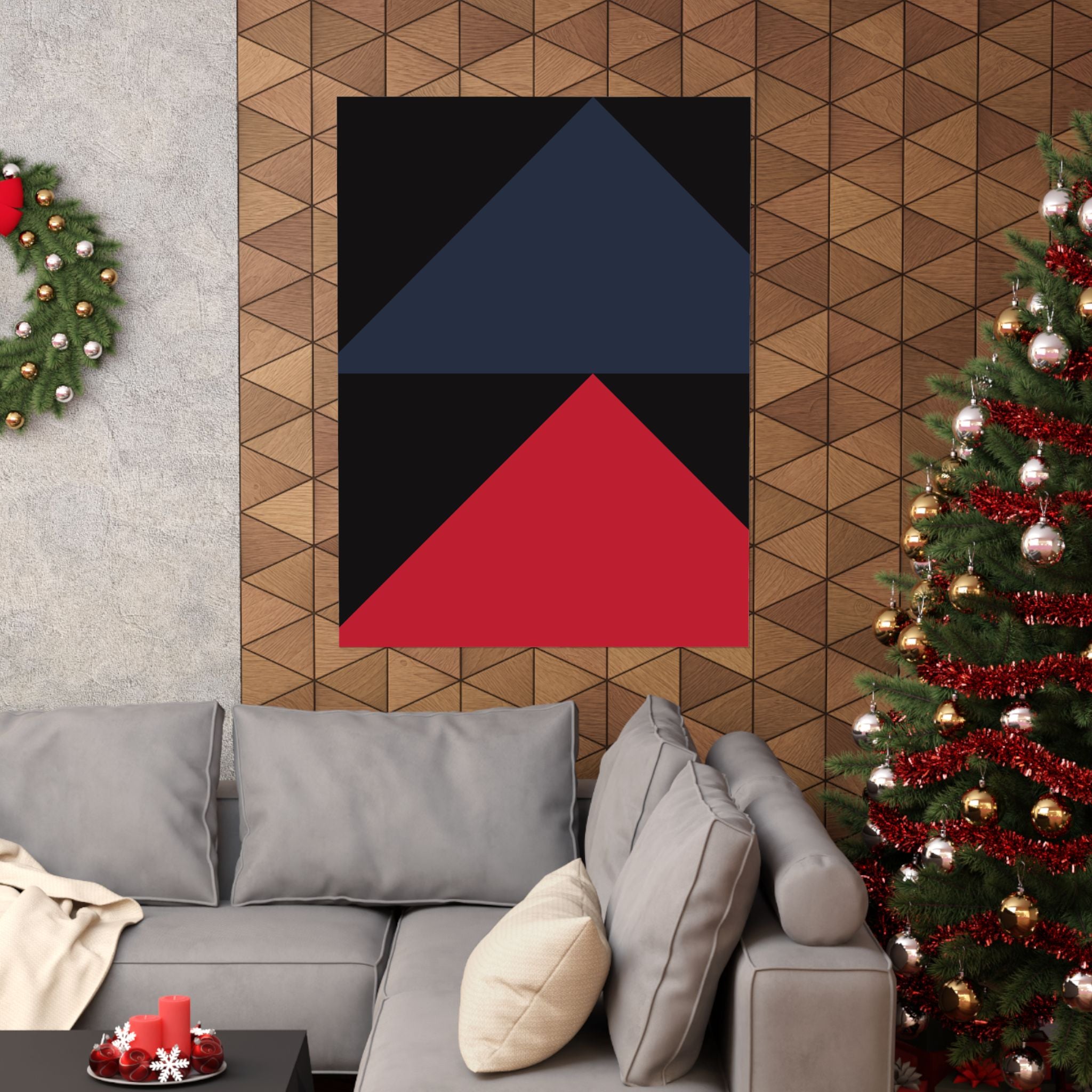 Geometric Abstract Art Print - Red & Blue