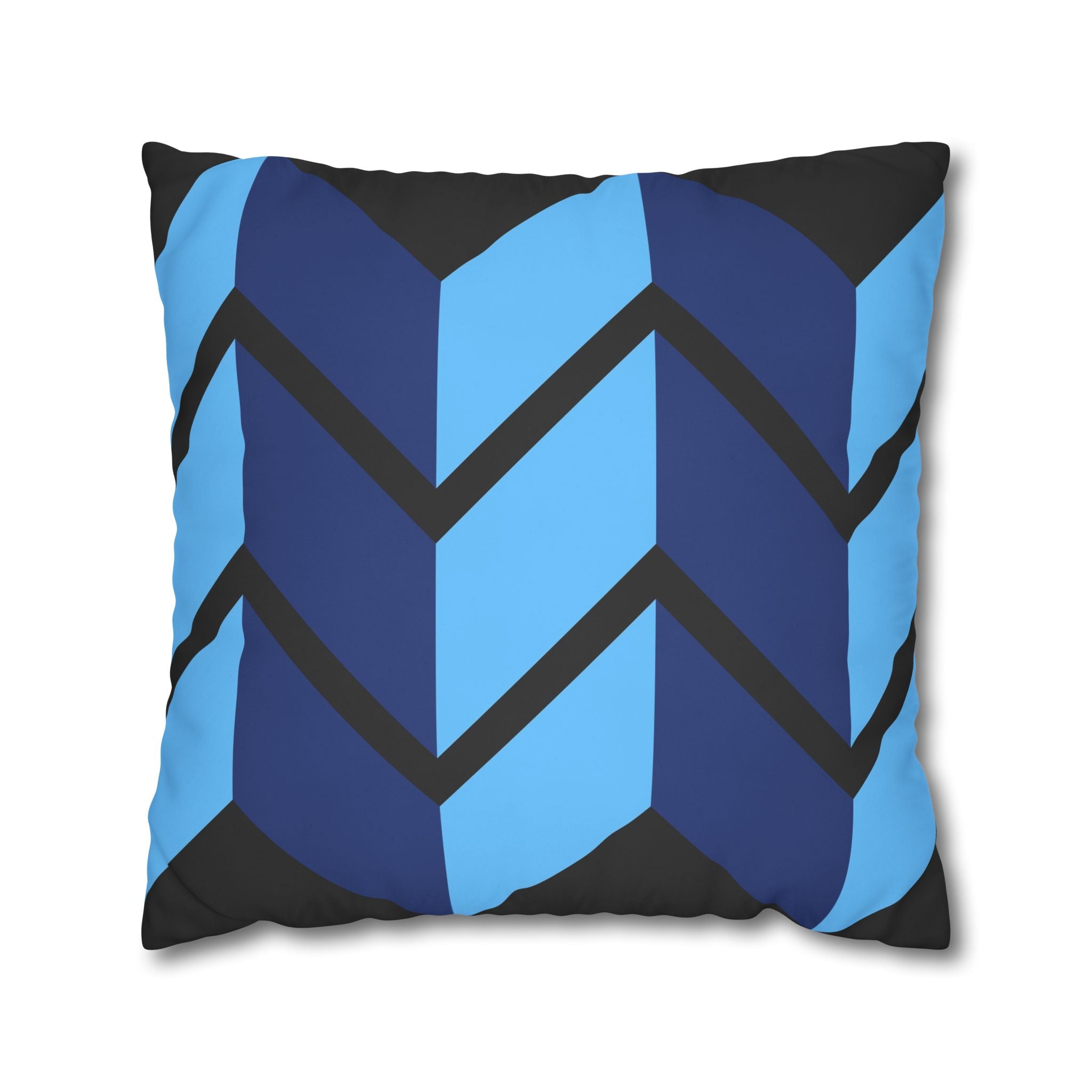 Geometric Chevron Pillowcase - Navy & Sky Blue