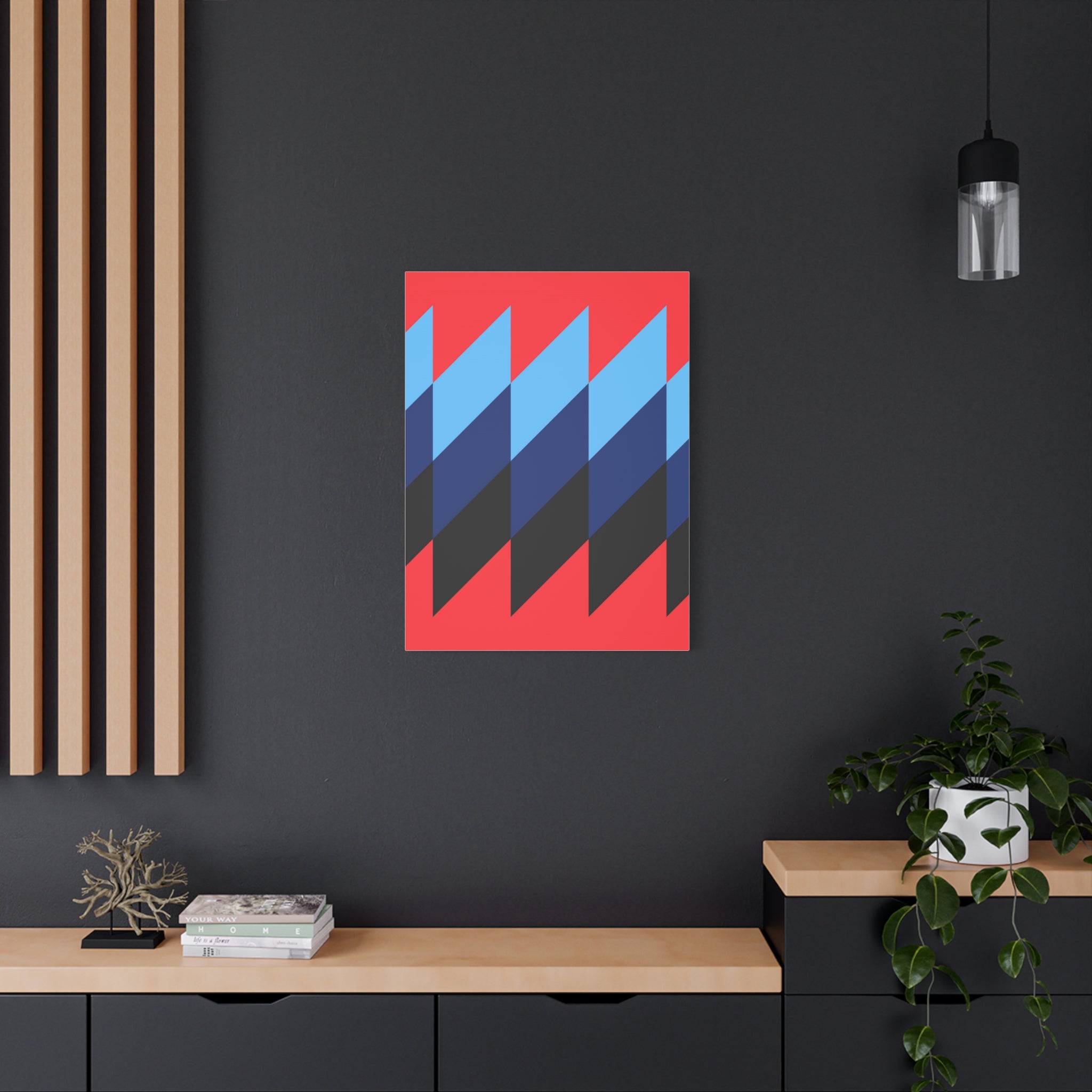 Abstract Geometric Red Canvas Art