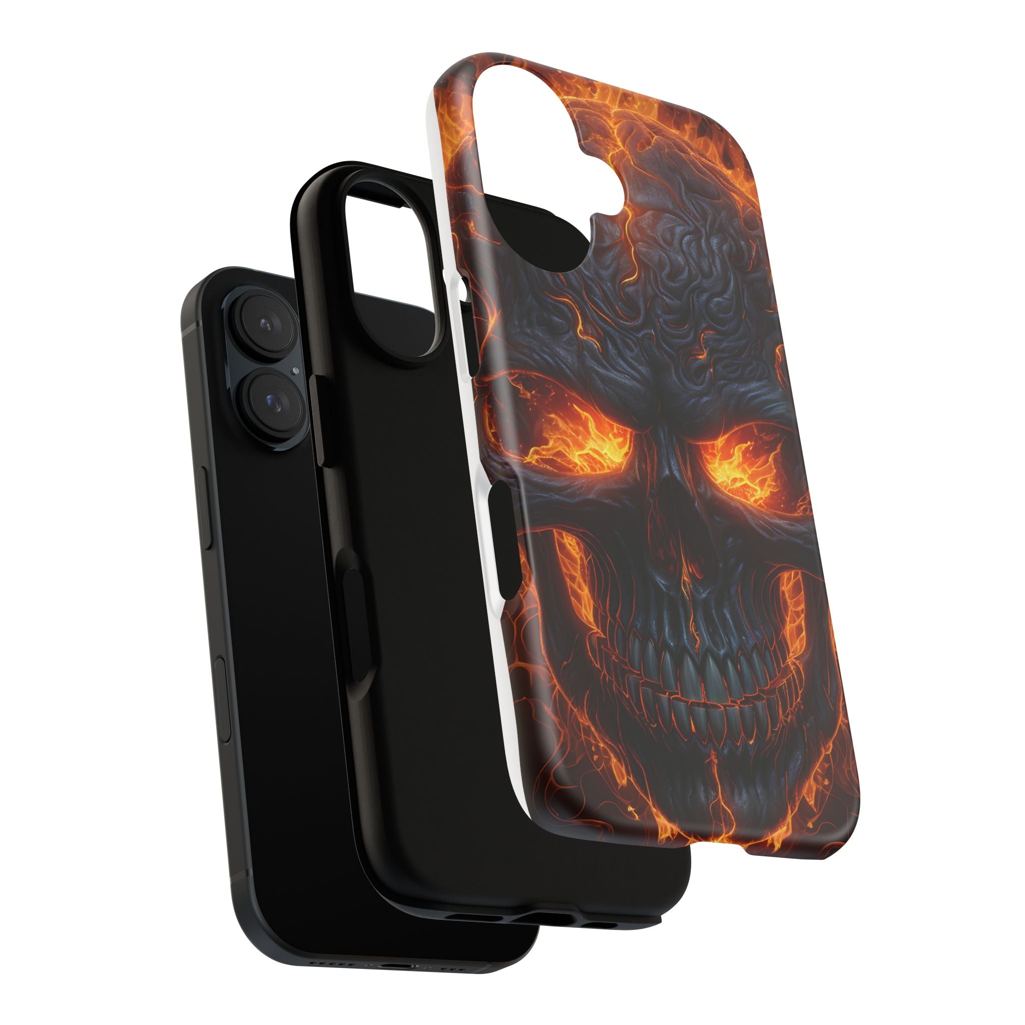 Fiery Skull Hexagon iPhone Case - Rugged Texture