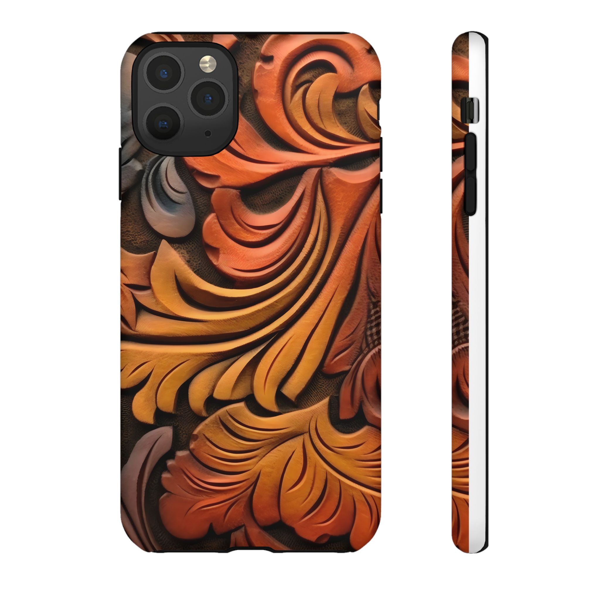 Art Nouveau Leather iPhone Case - Hexagon Stone