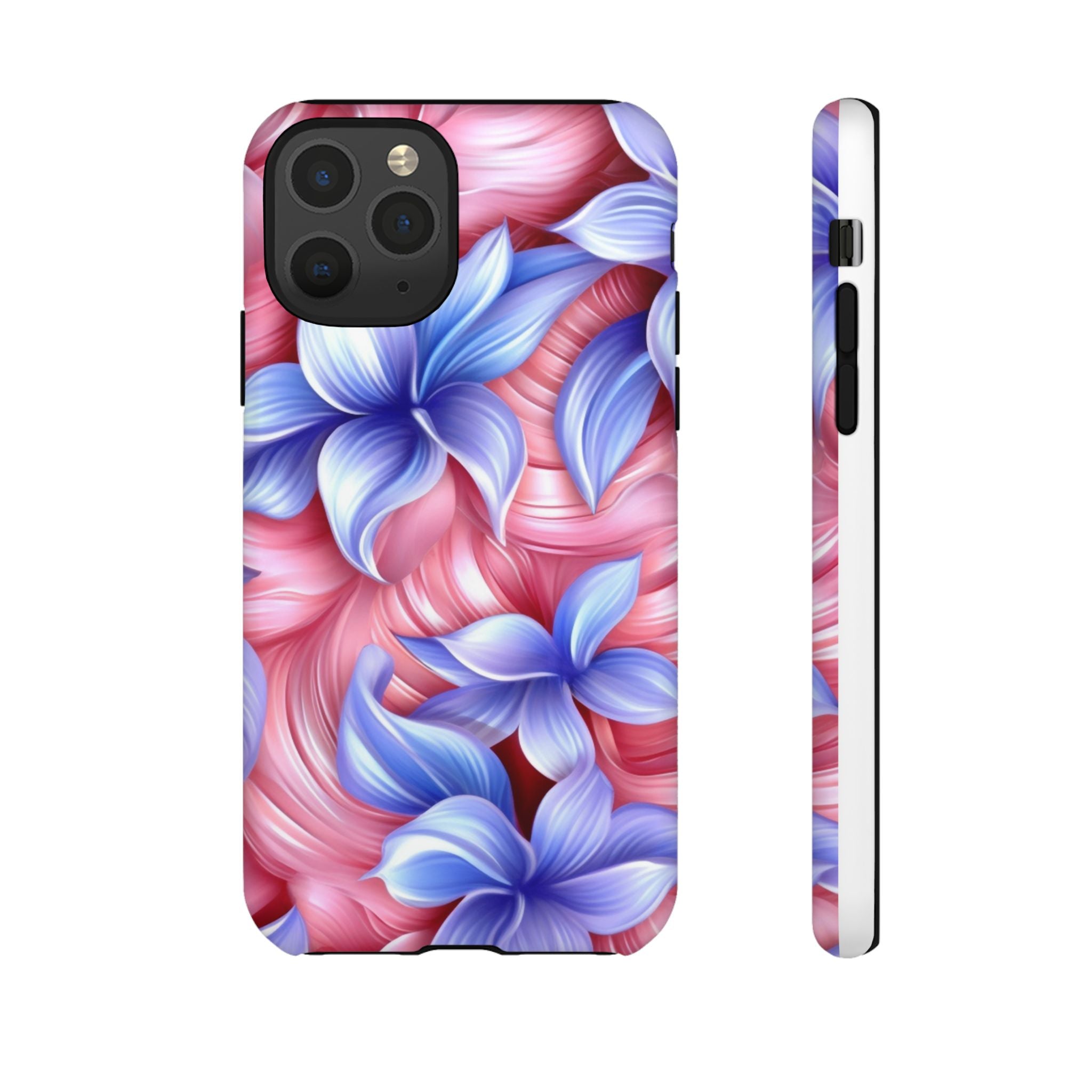 Dreamy Pink & Blue Floral iPhone Case - Hexagon Stone