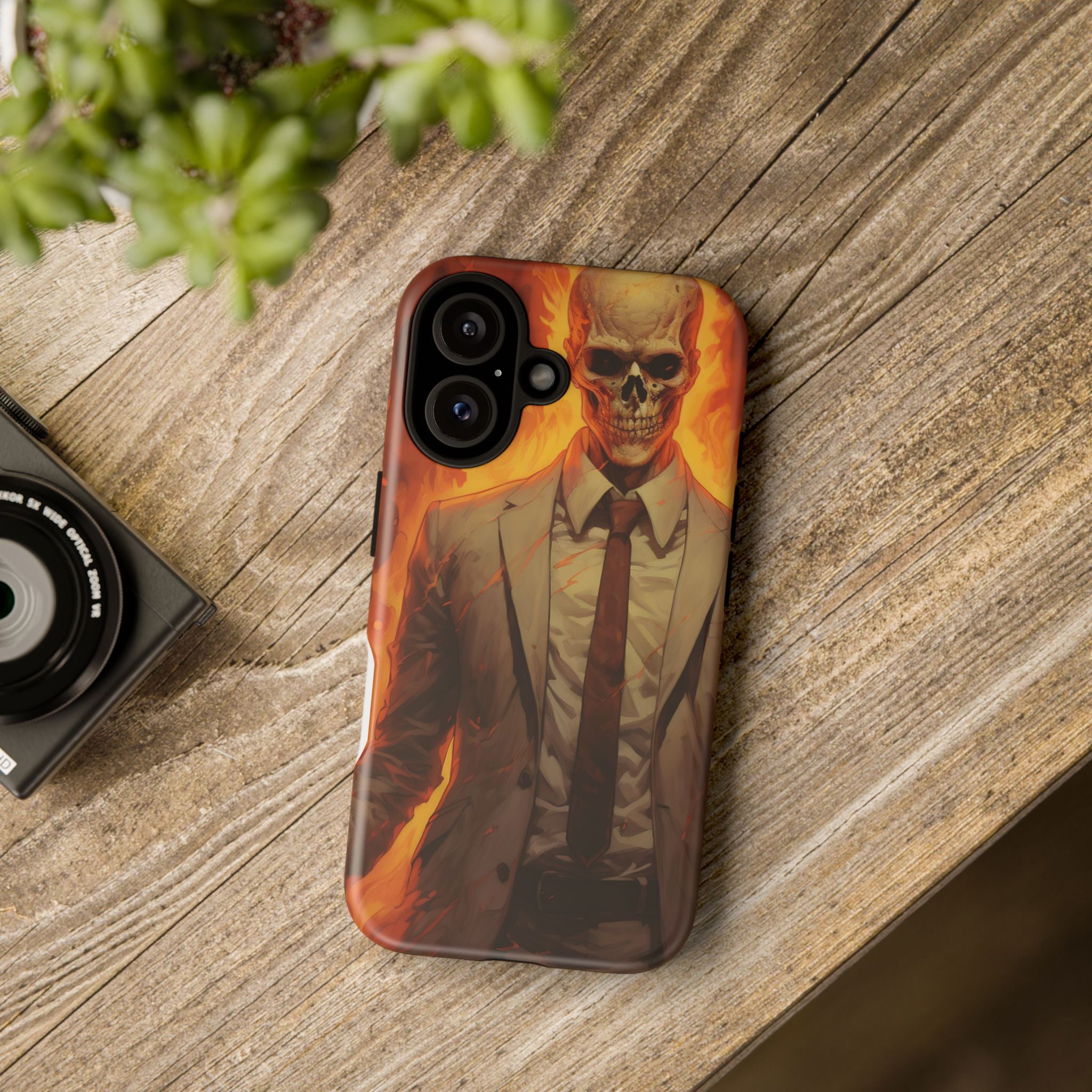 Fiery Skull Man Hexagon Stone iPhone Case