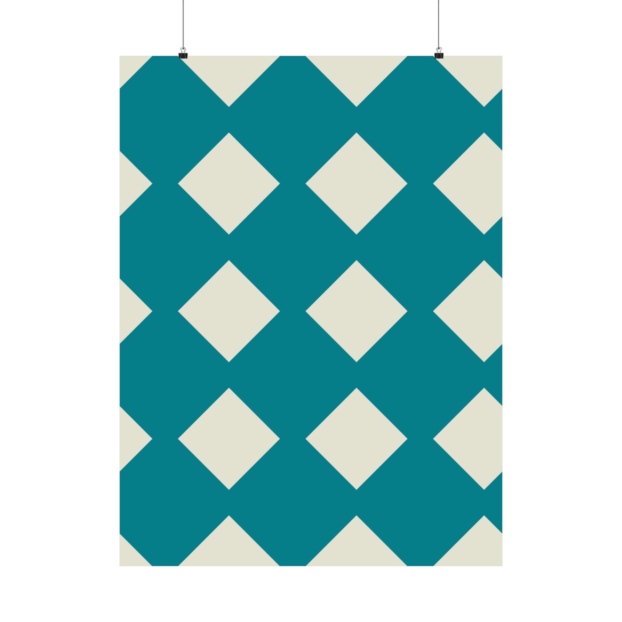 Teal & White Diamond Geometric Poster