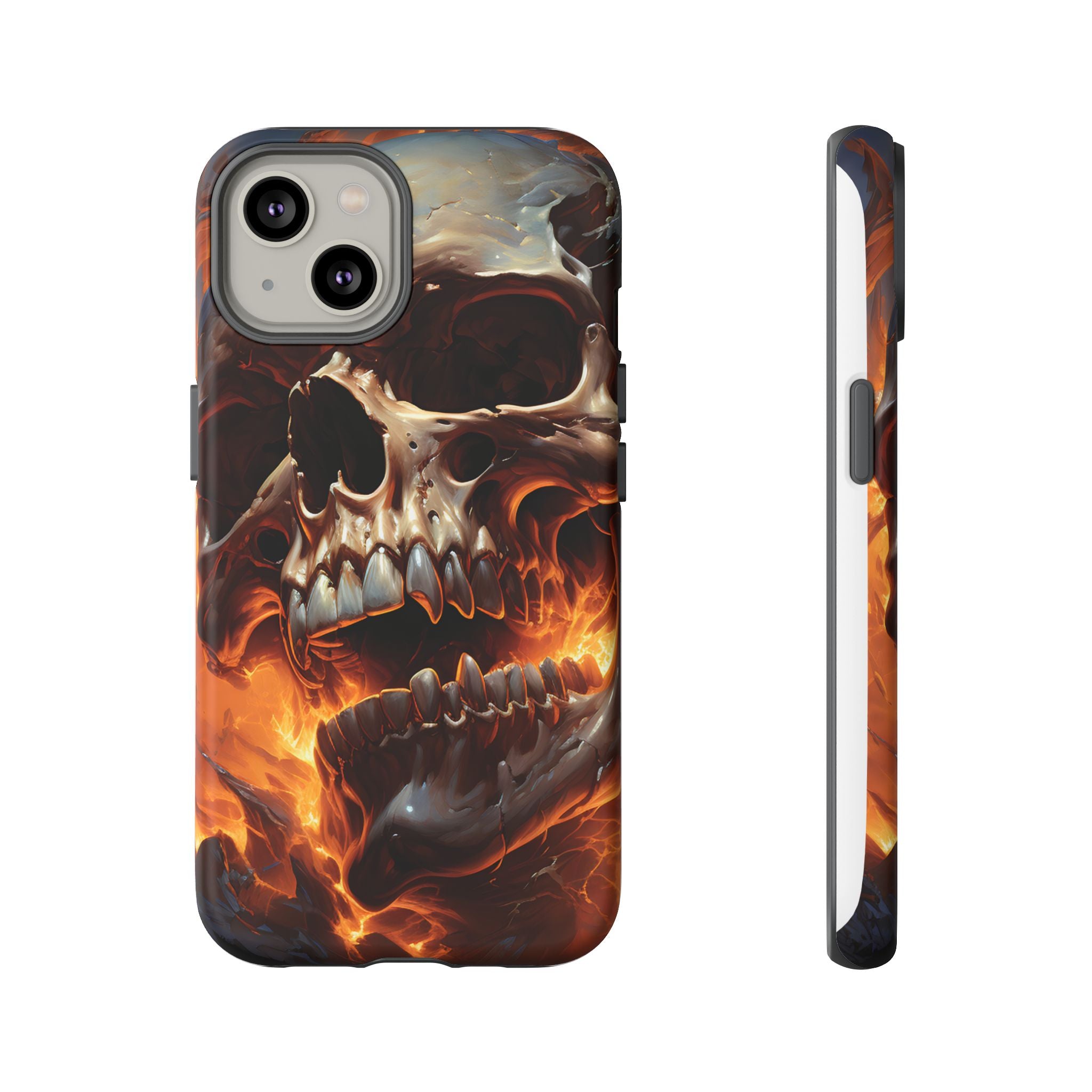 Fiery Skull Hexagon iPhone Case - Rugged