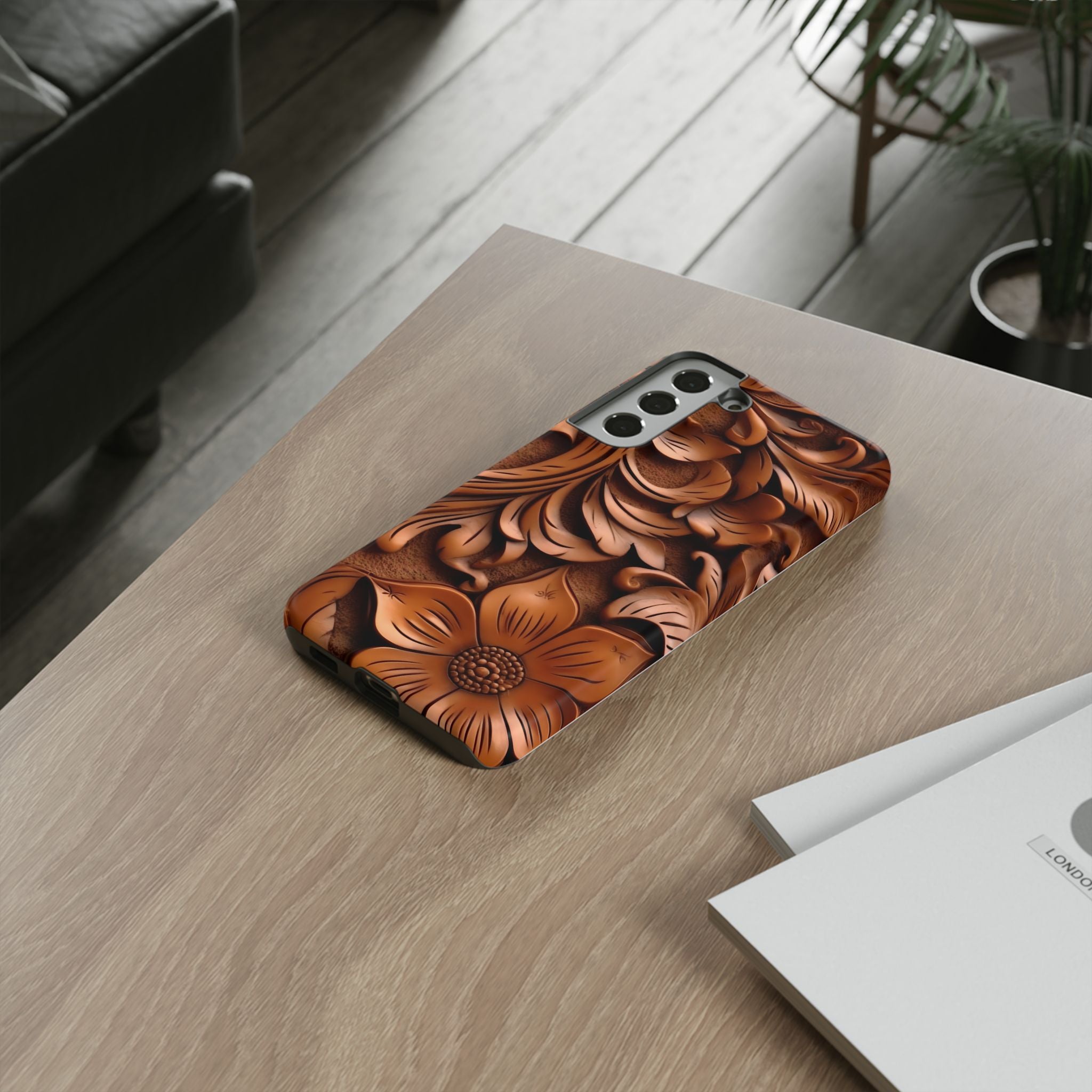 Baroque Floral Wood Samsung Case