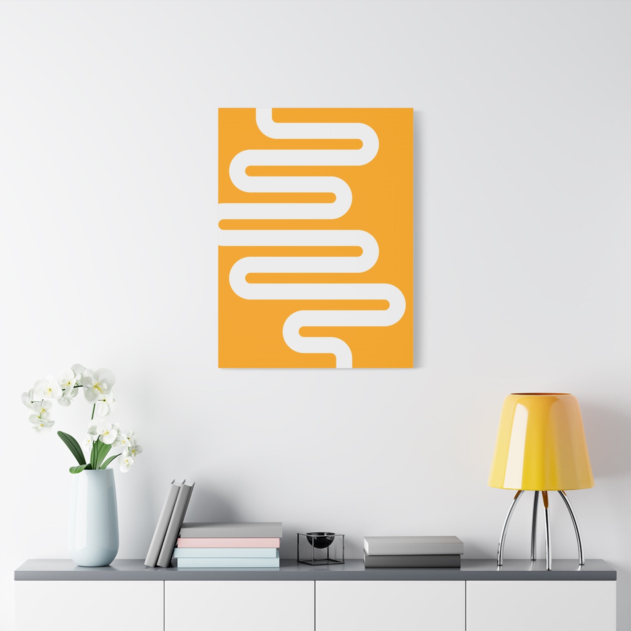 Orange Wave Canvas Art - Minimalist Print