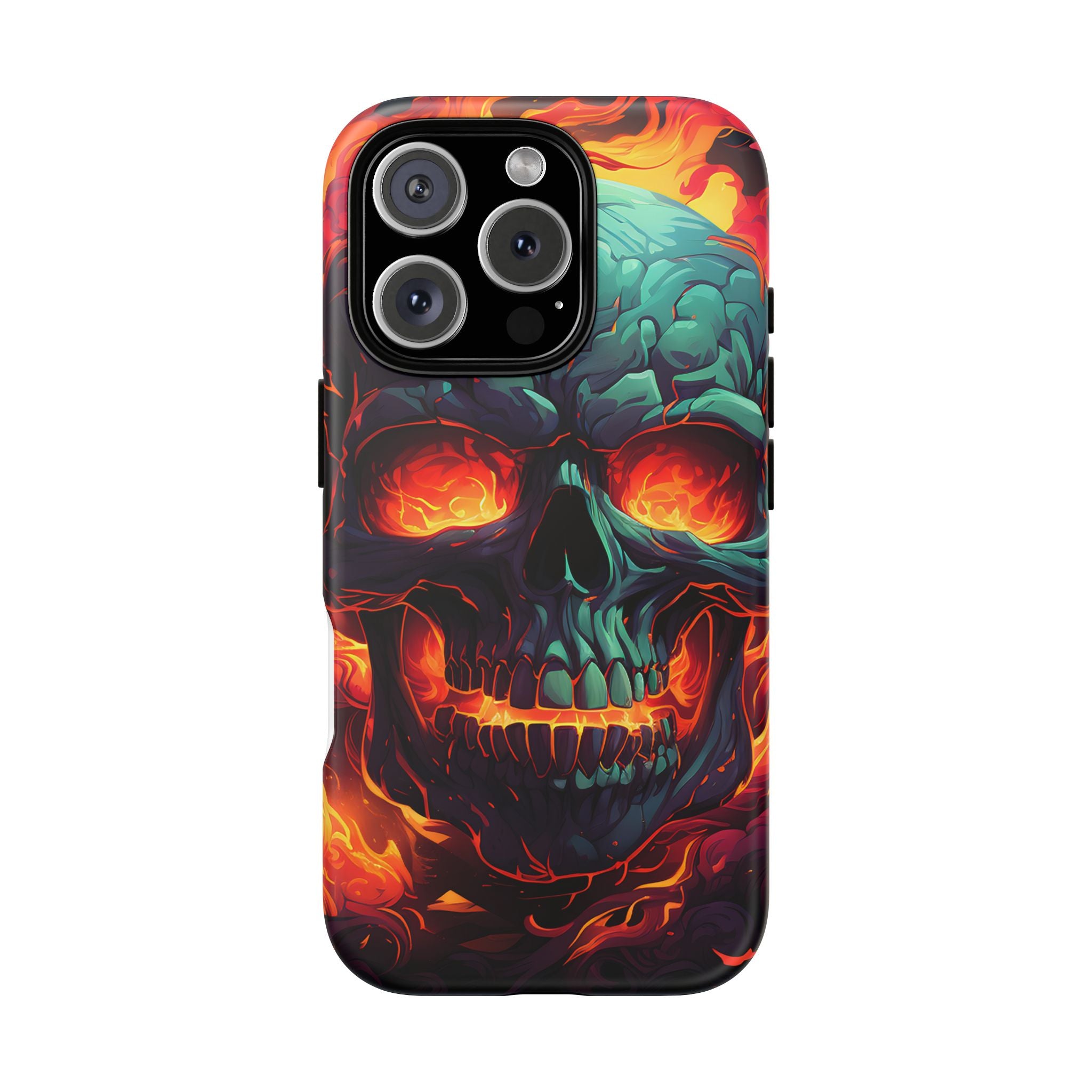 Fiery Skull Hexagon iPhone Case - Rugged