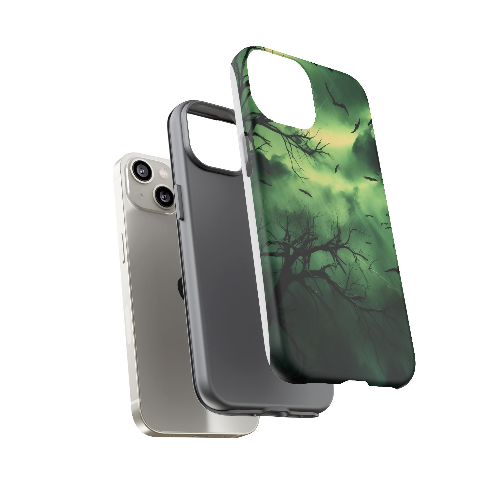 Gothic Green Forest iPhone Case - Hexagon Stone