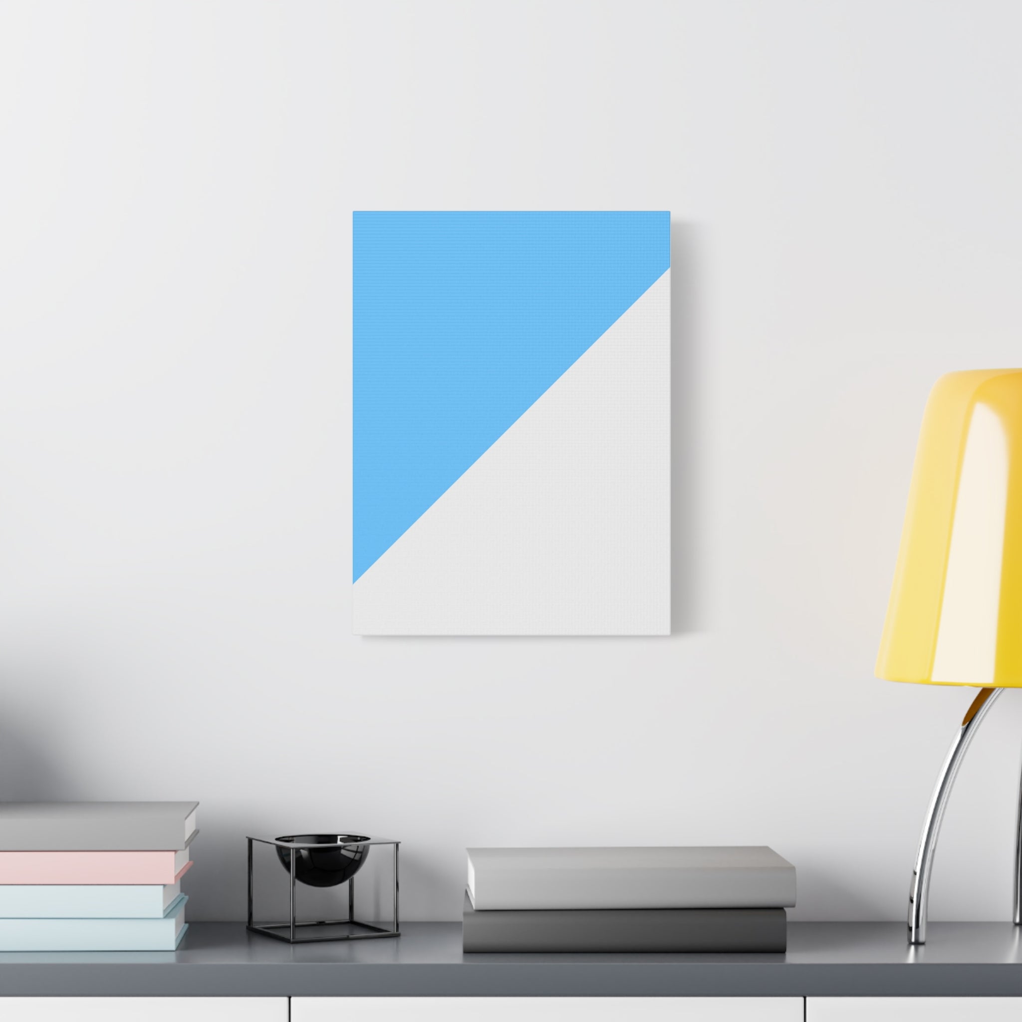 Abstract Blue & Gray Diagonal Canvas Art