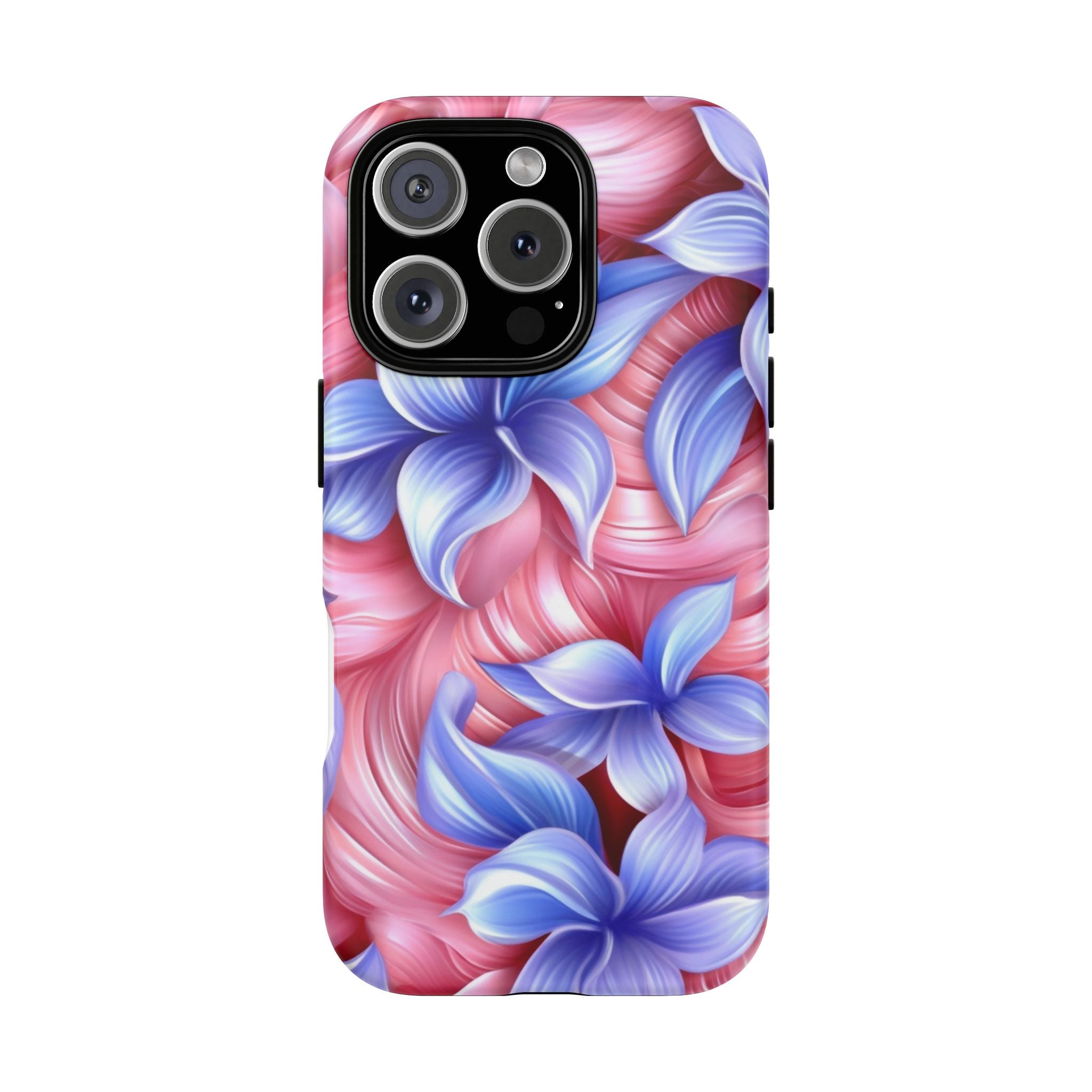 Dreamy Pink & Blue Floral iPhone Case - Hexagon Stone