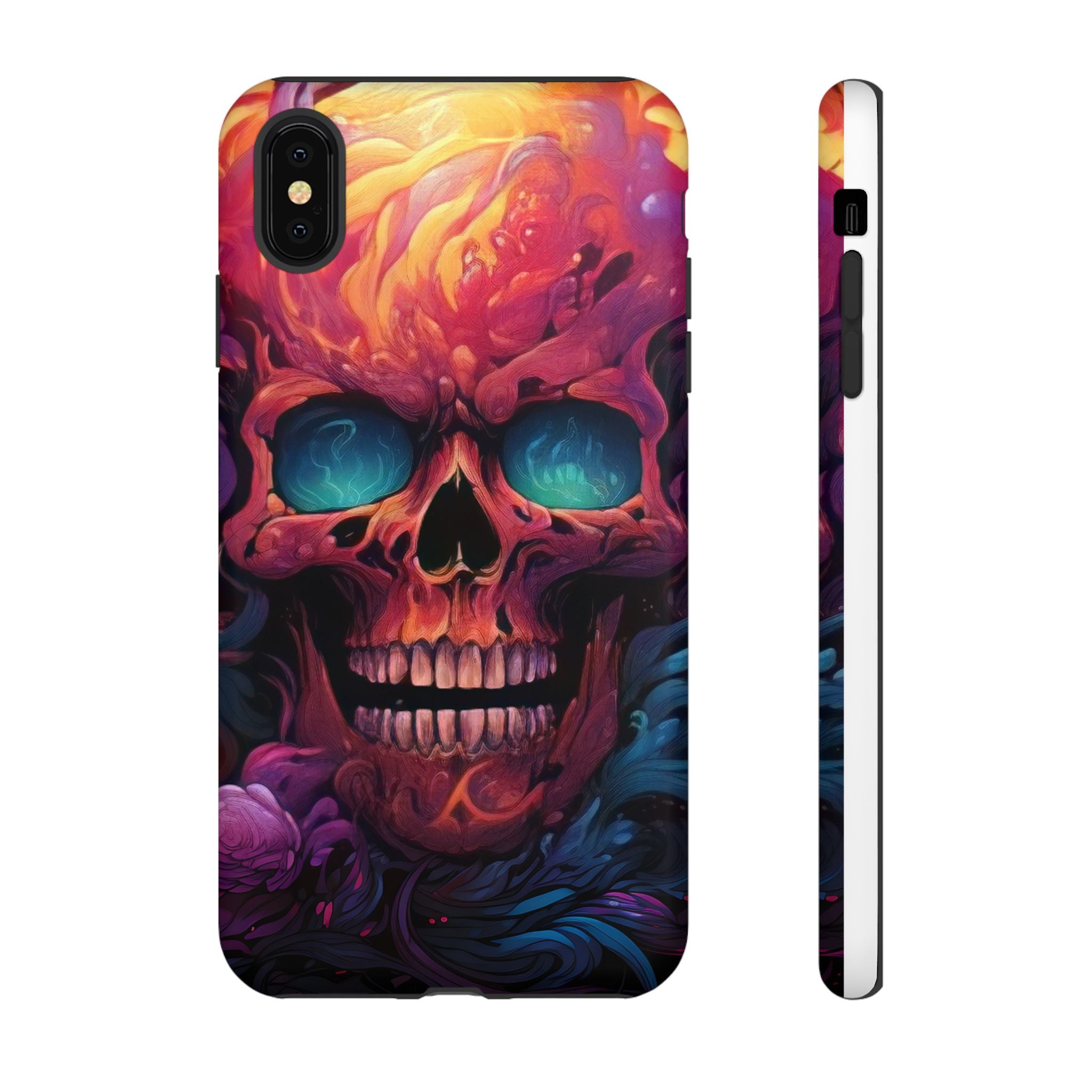 Fiery Skull Hexagon iPhone Case - Rugged Texture