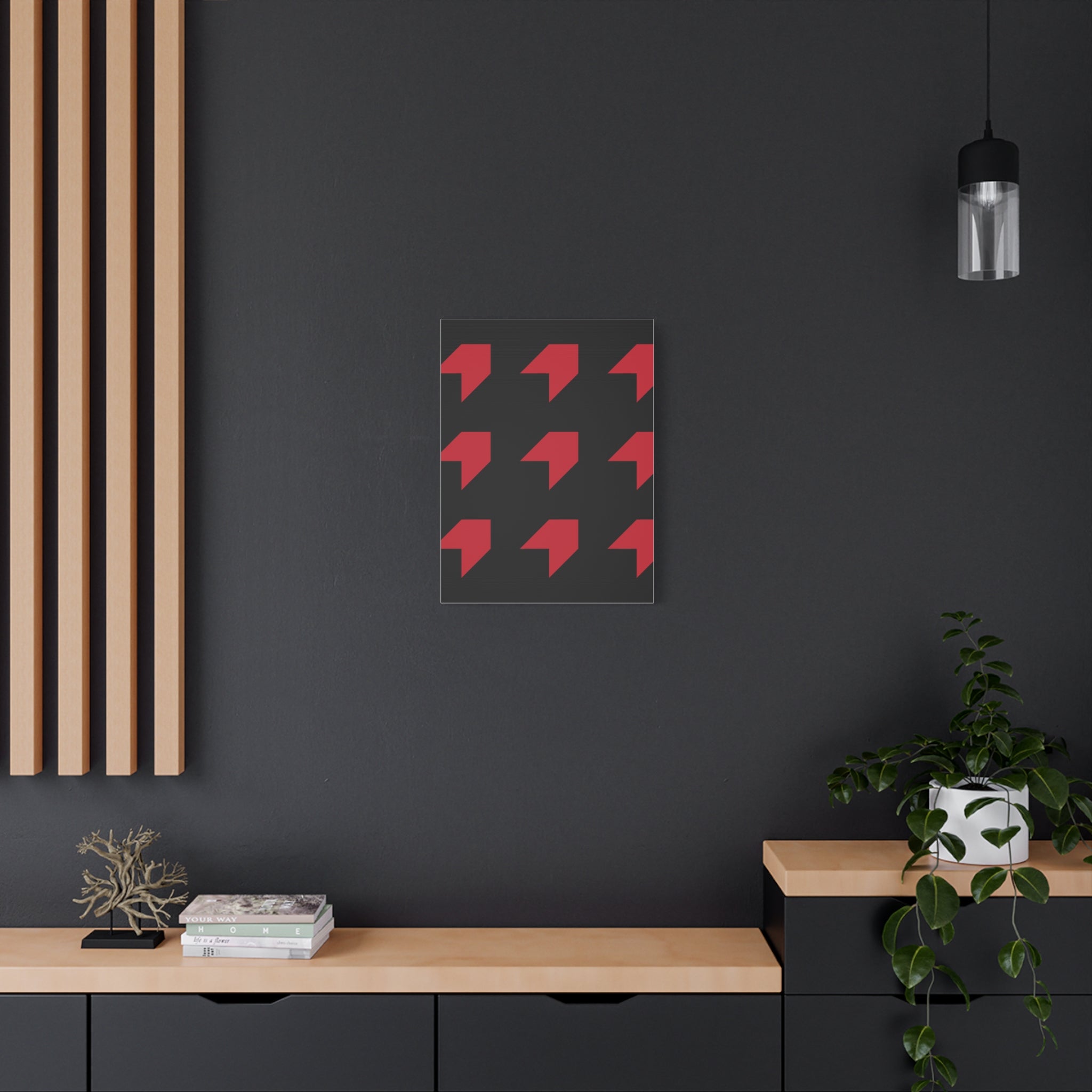 Red Geometric Arrow Canvas Art