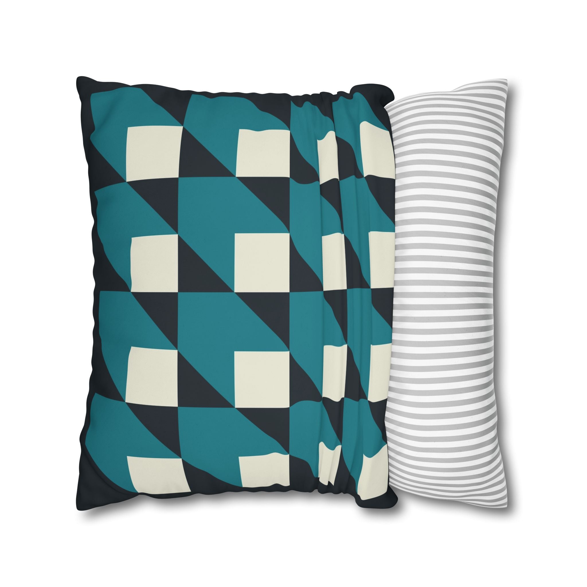 Geometric Teal & White Cube Pillowcase