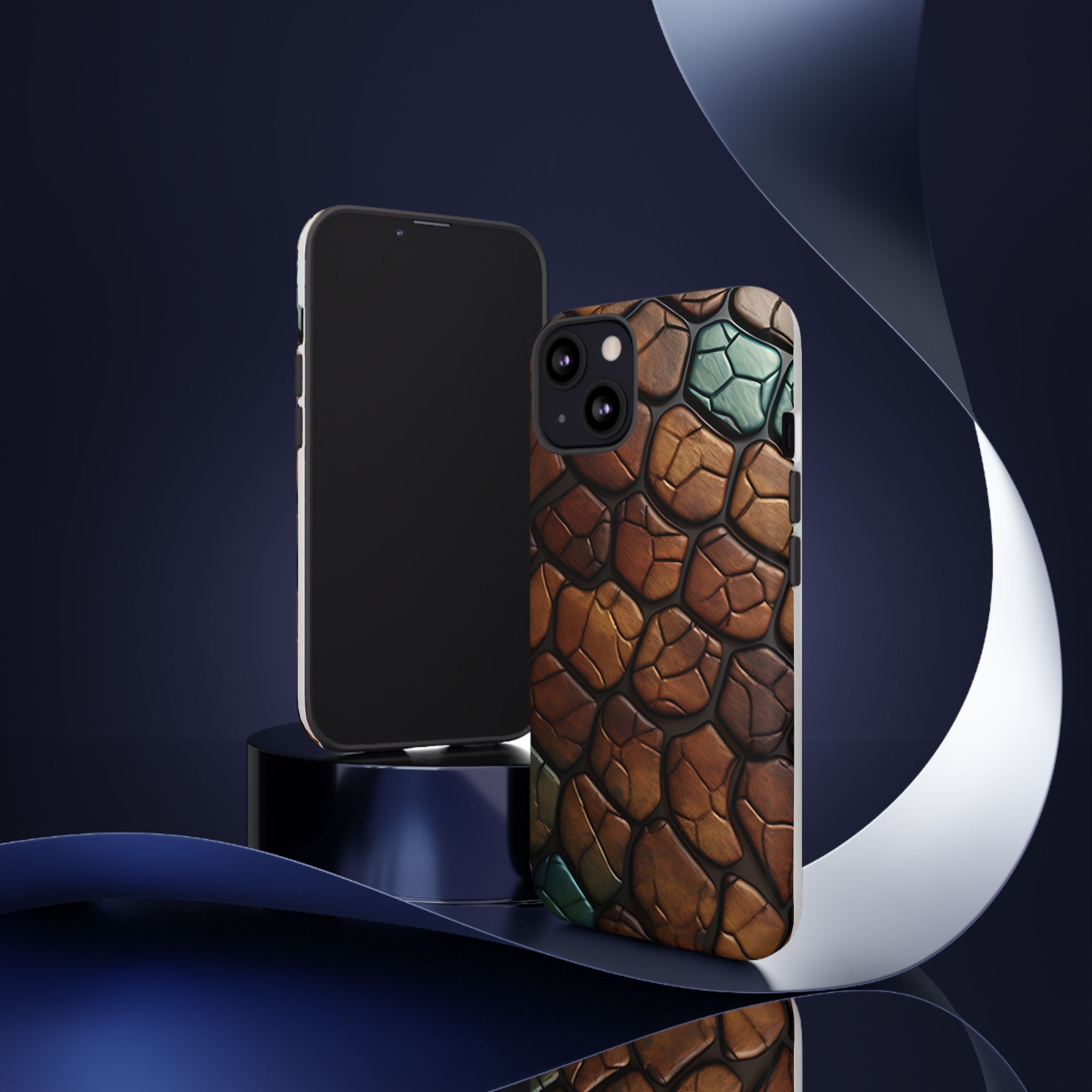 Mosaic Reptile iPhone Case - Teal & Brown