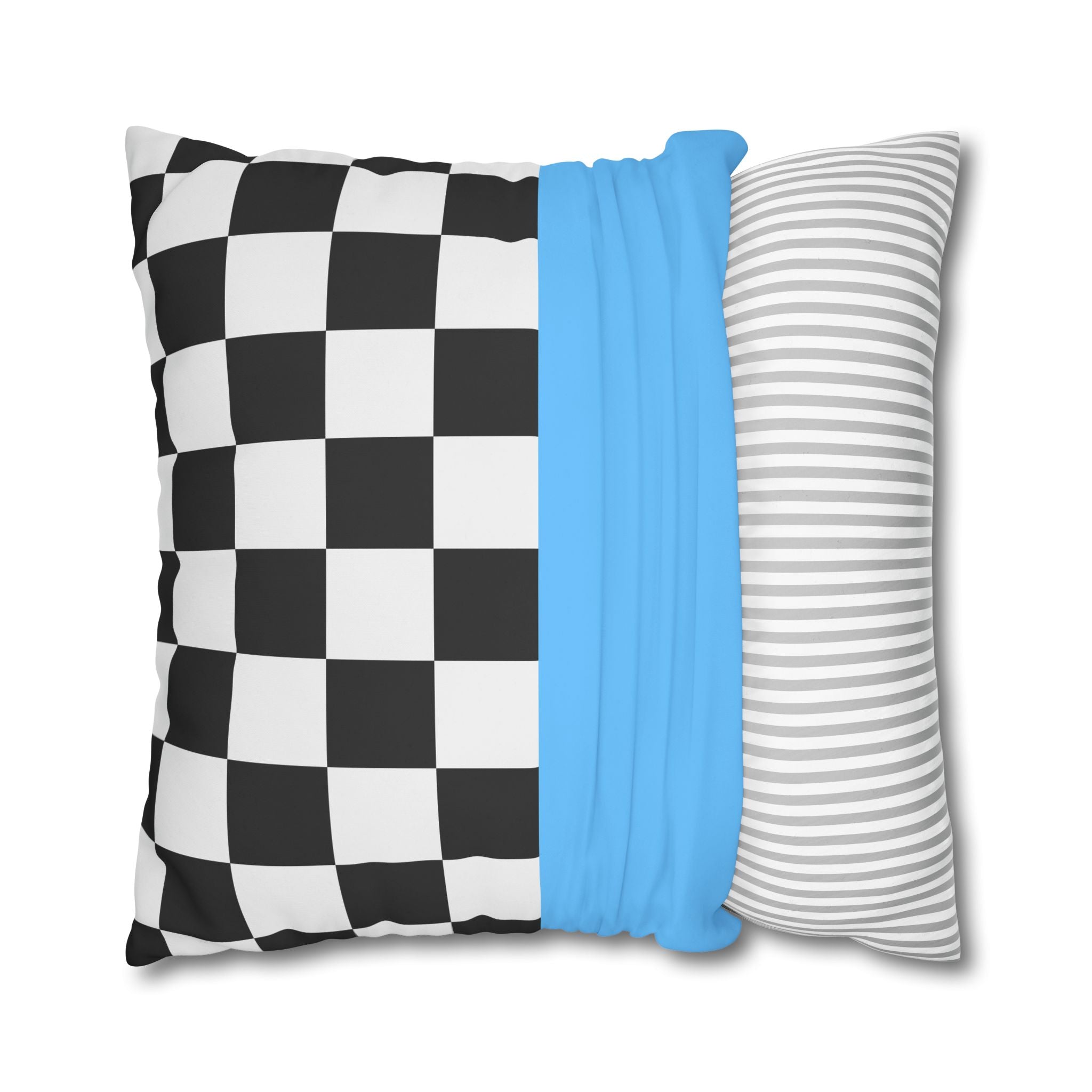 Checkered & Blue Pillowcase - Modern Design