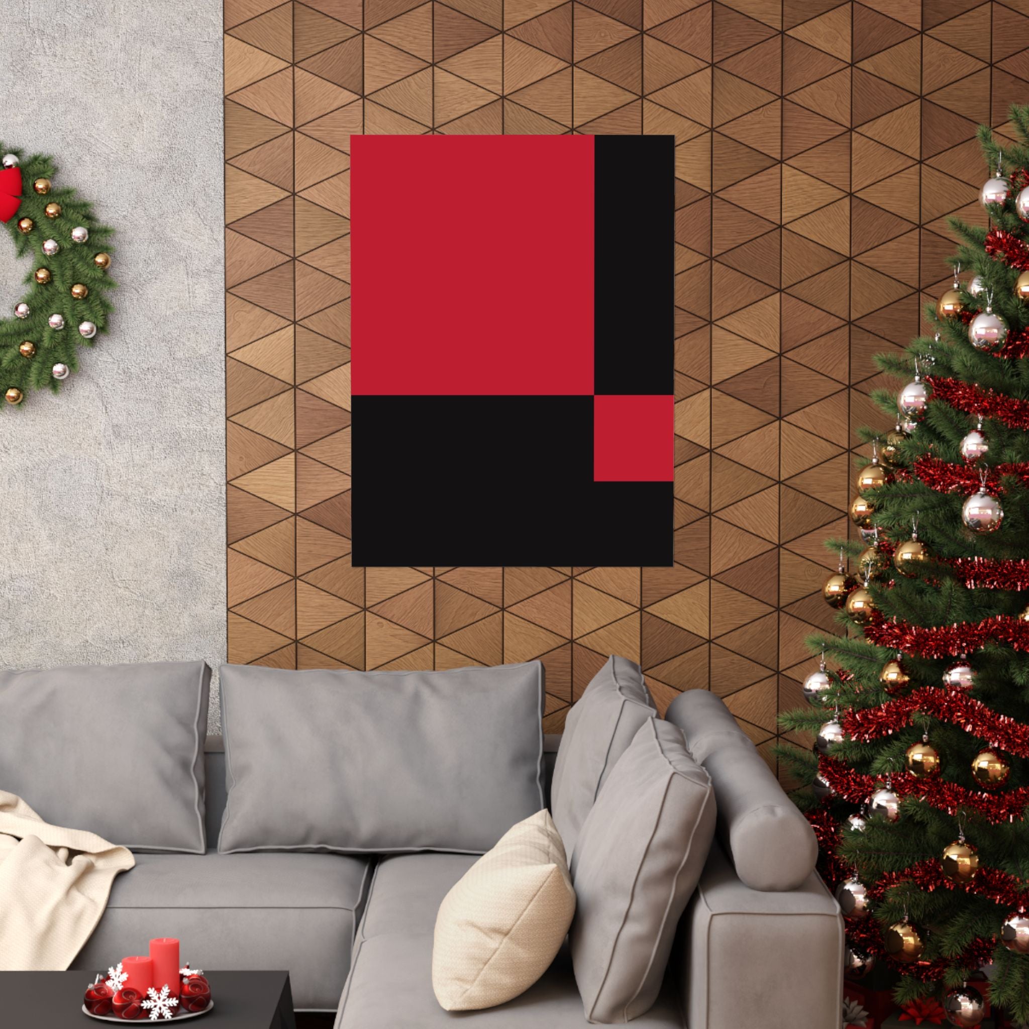 Abstract Red & Black Geometric Poster