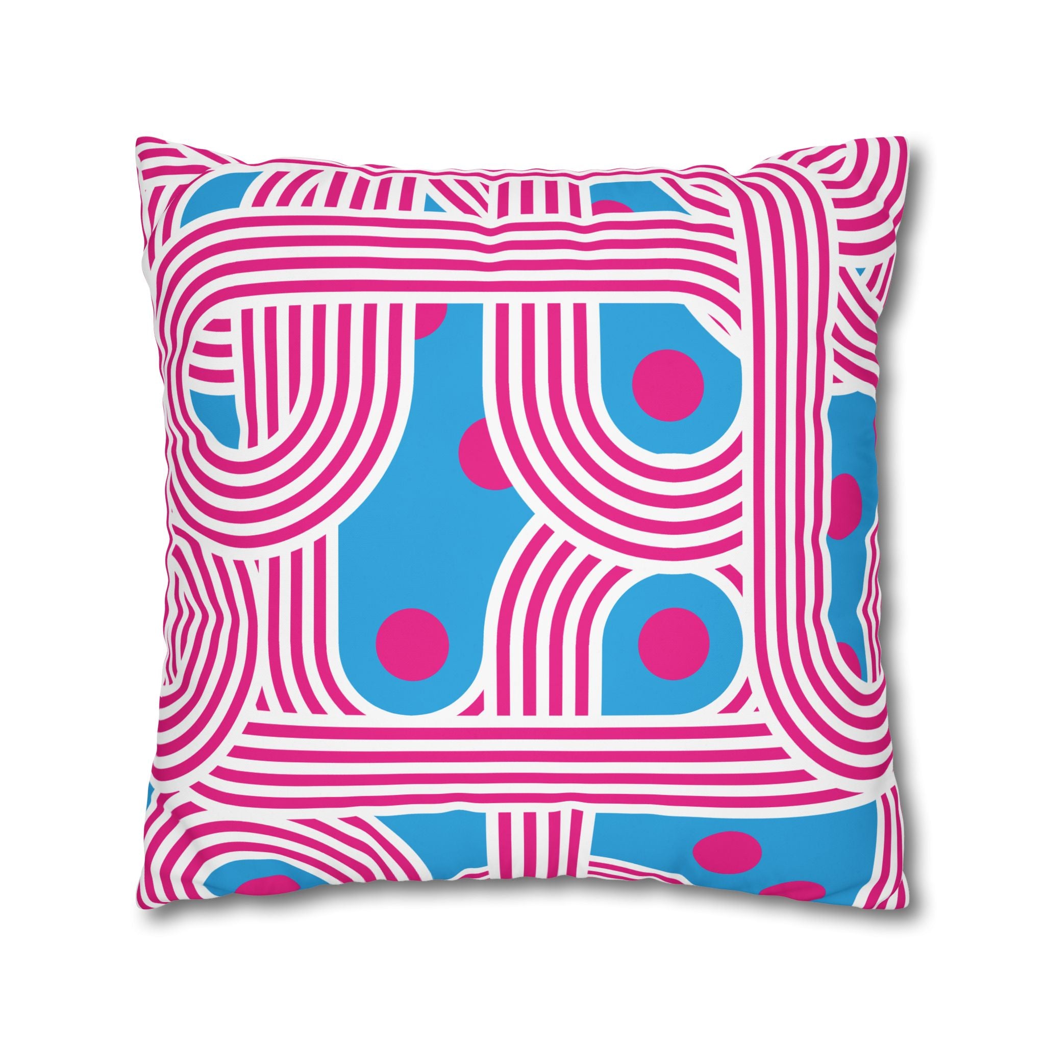 Retro Pink & Teal Geometric Pillowcase