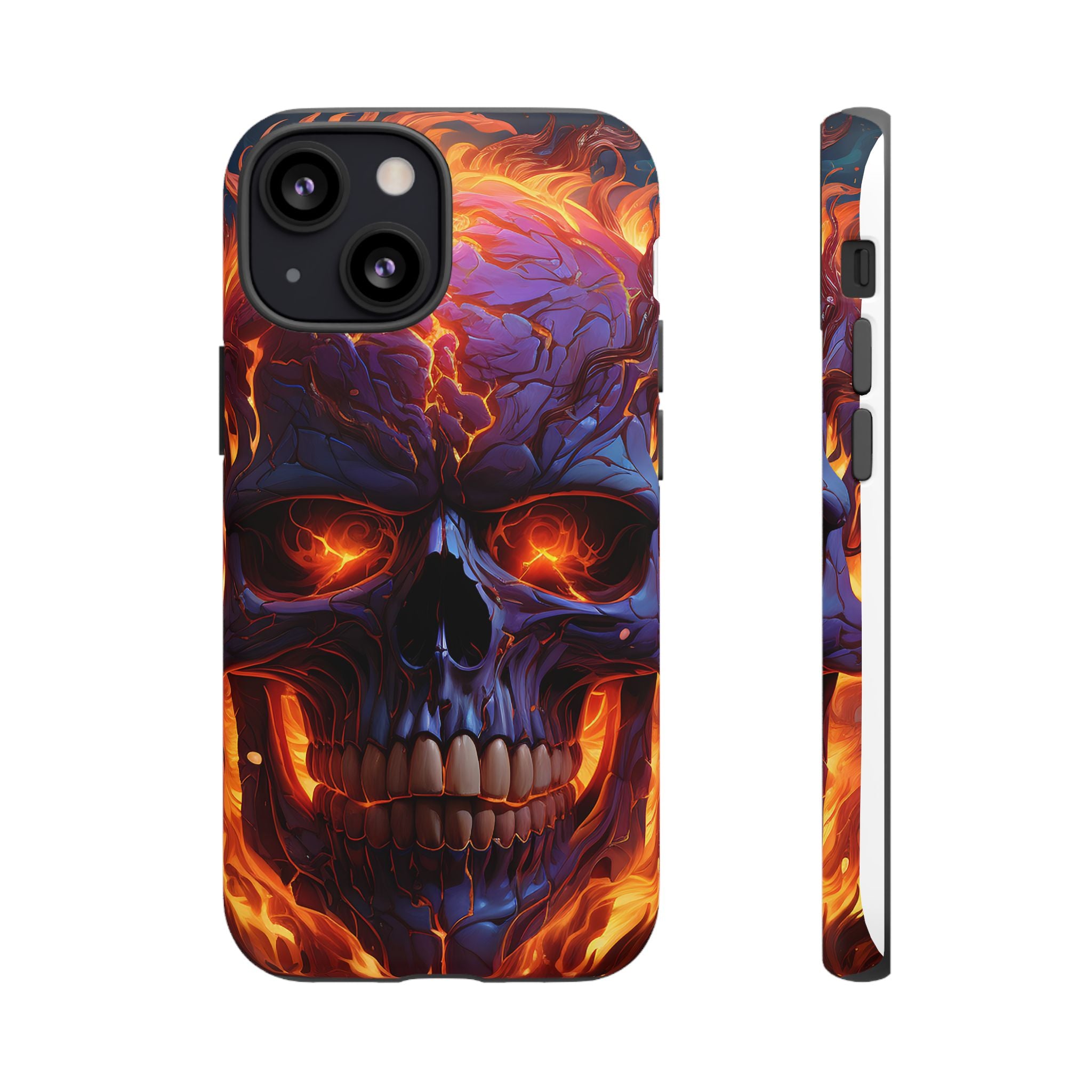 Fiery Skull Hexagon iPhone Case - Rugged Texture