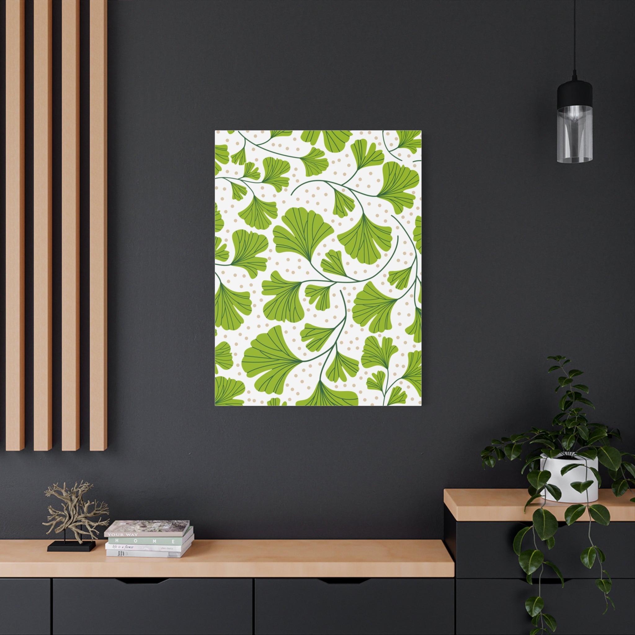 Ginkgo Biloba Leaves Art Deco Canvas