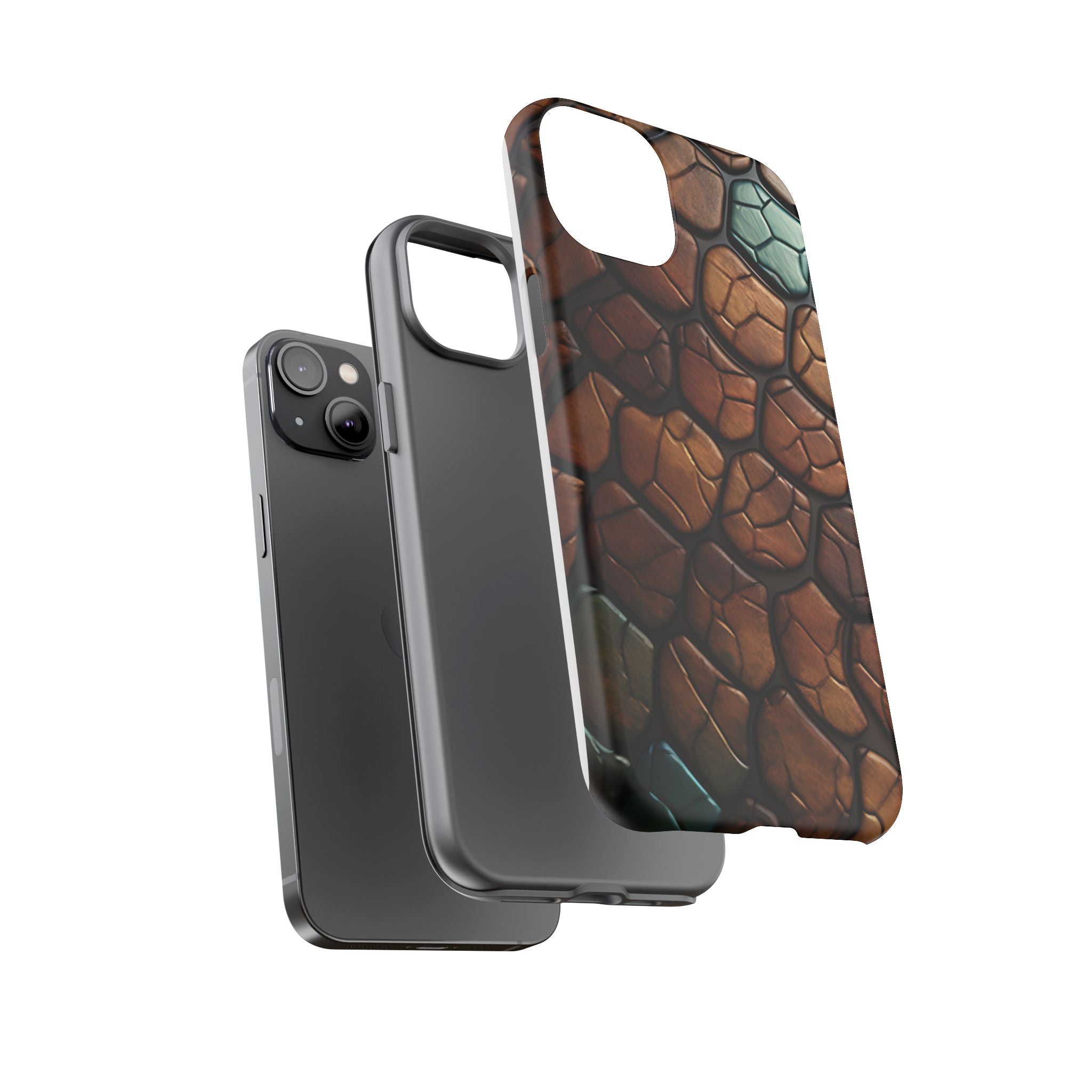 Mosaic Reptile iPhone Case - Teal & Brown