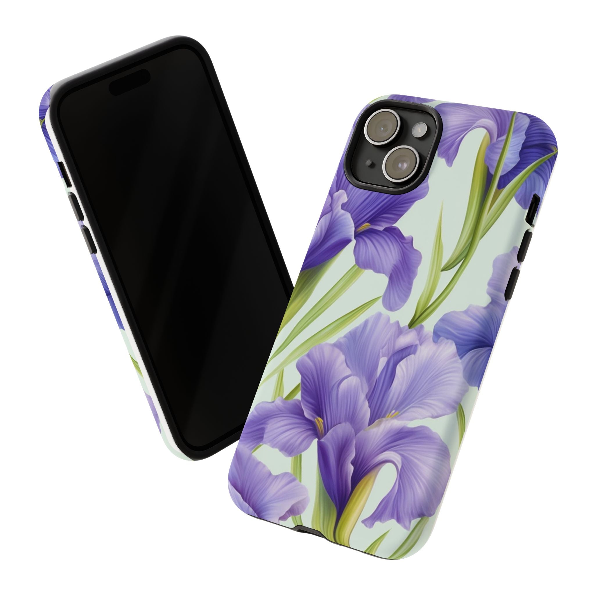 Purple Iris Floral iPhone Case - Hexagon Stone