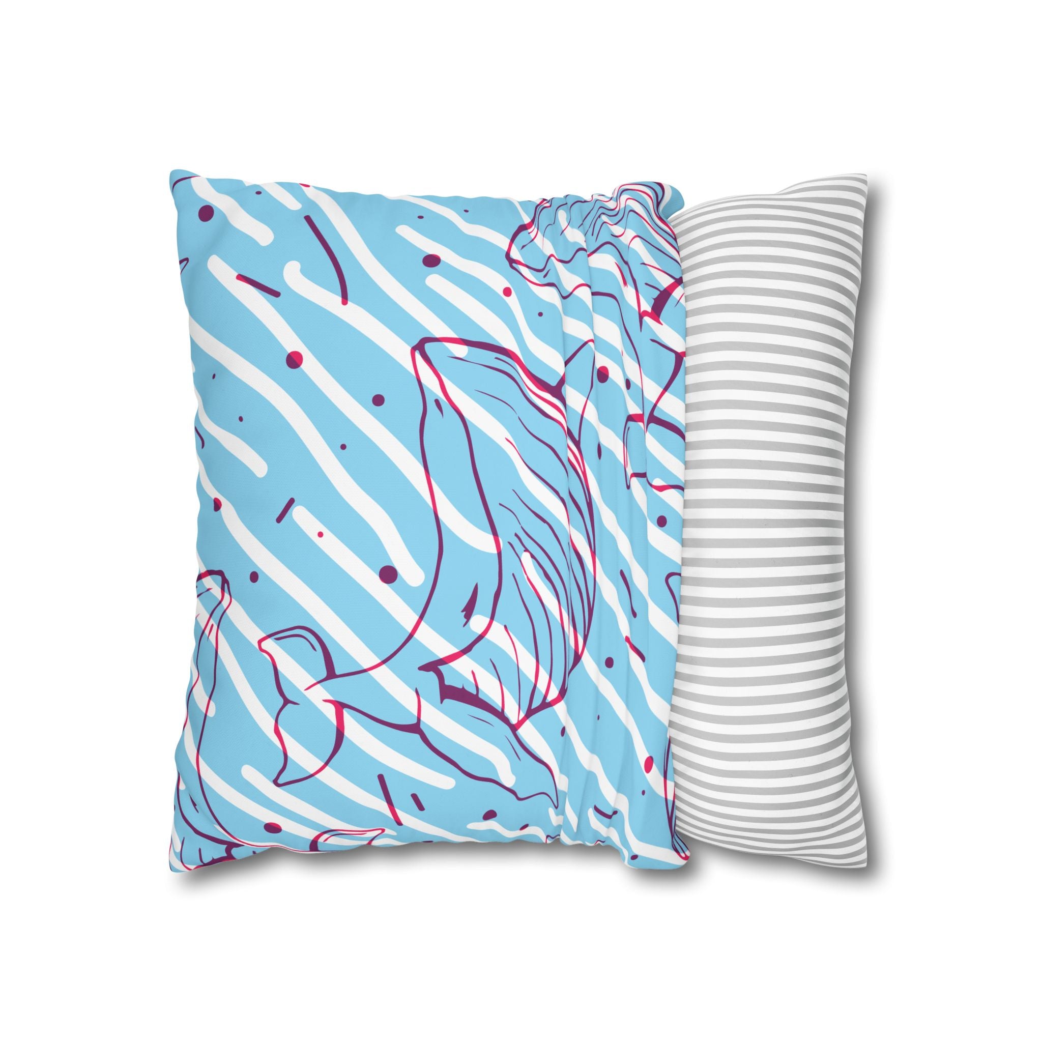 90s Whale Pillowcase - Pastel Blue