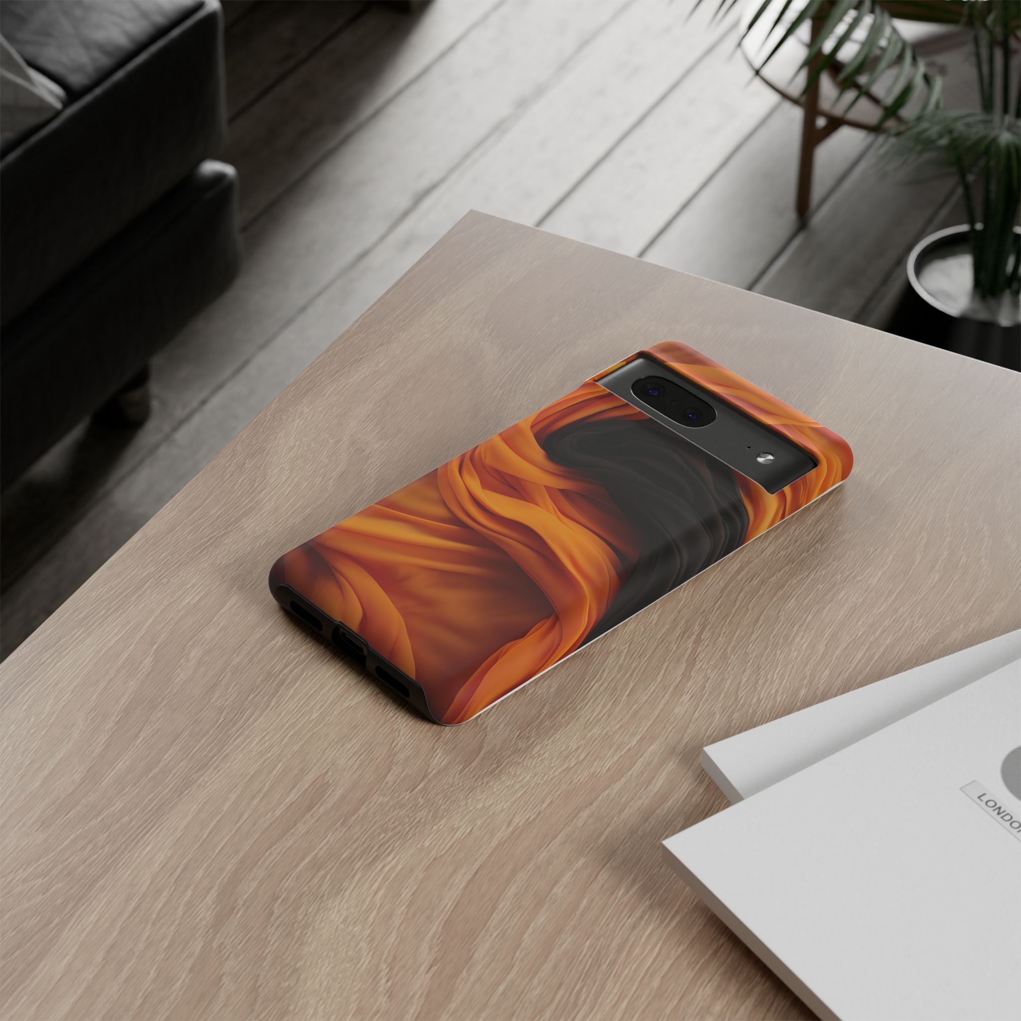 Abstract Orange & Gray Google Pixel Case (All Models)