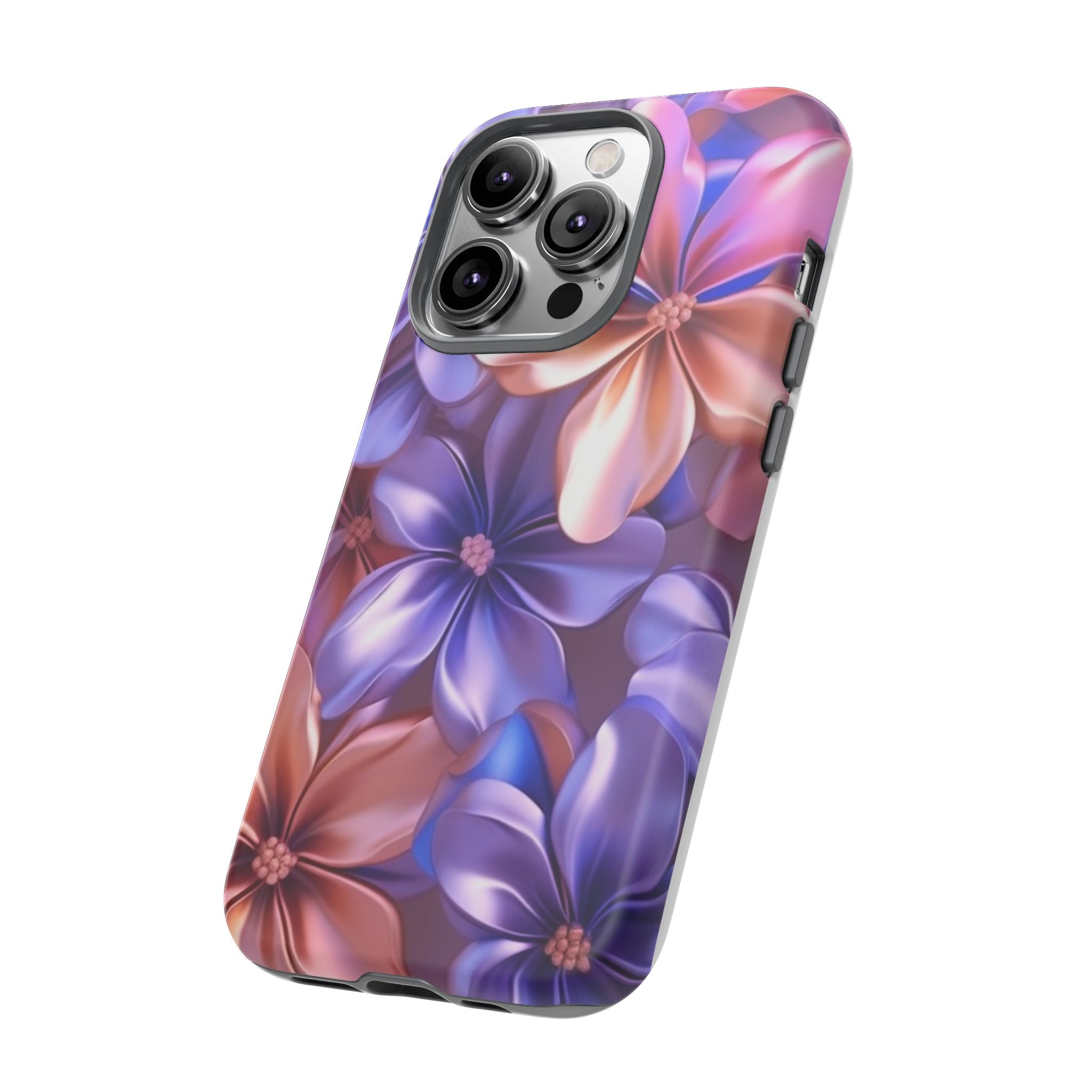 Metallic Flower iPhone Case - Rugged Hexagon Stone