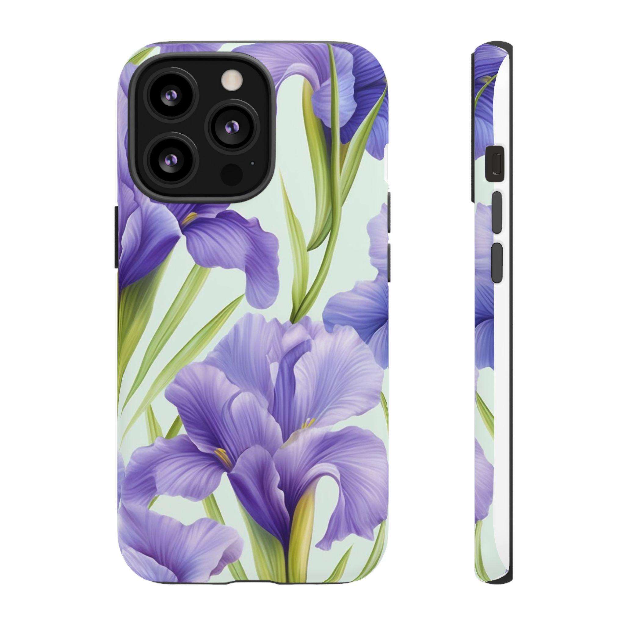 Purple Iris Floral iPhone Case - Hexagon Stone