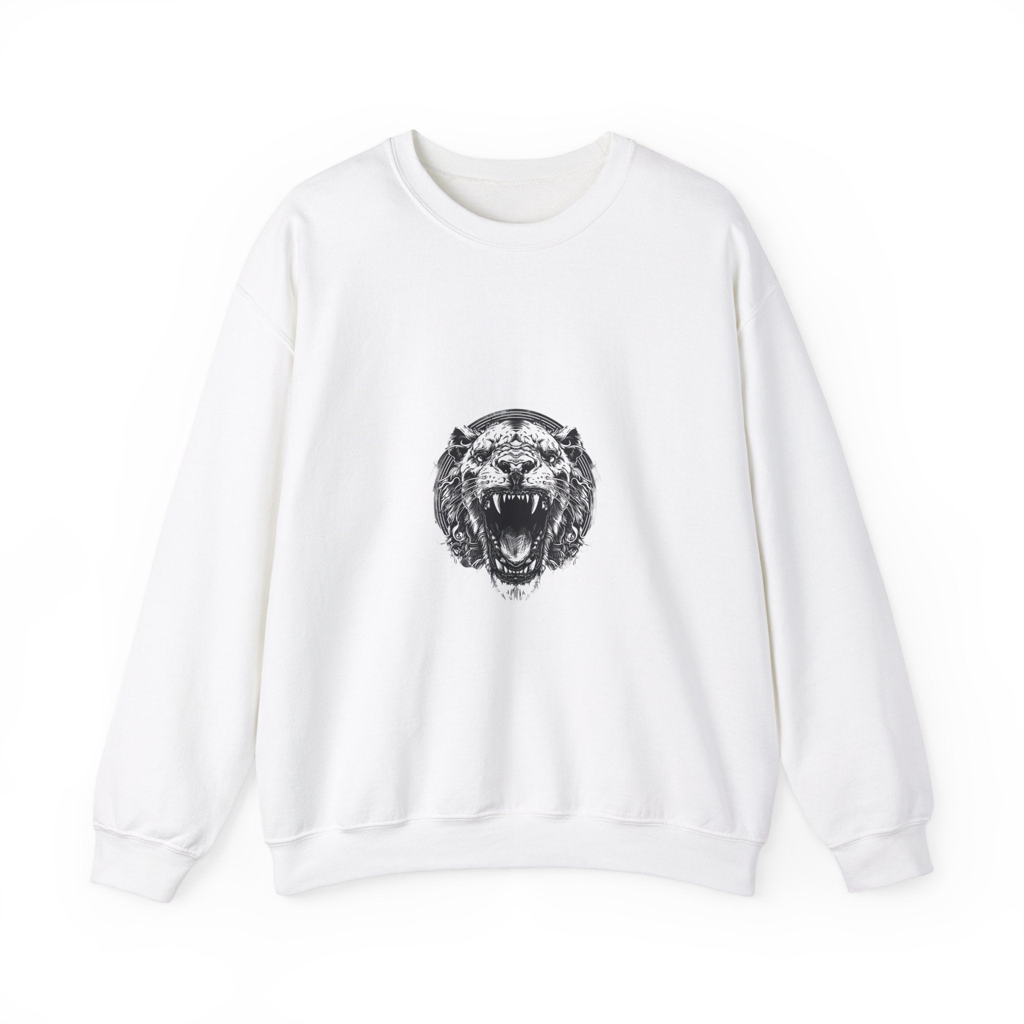 Lion Head Woodblock Print Sweatshirt