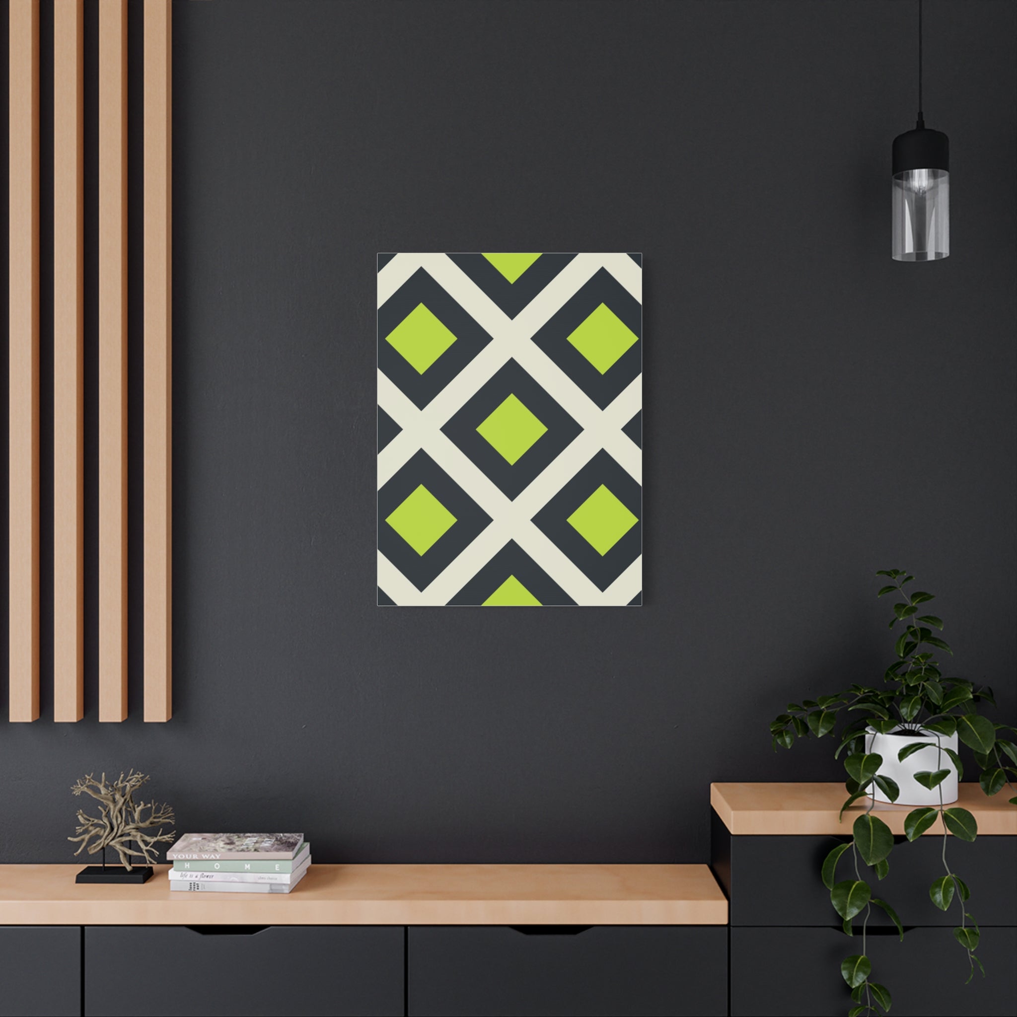 Geometric Teal & Green Canvas Art