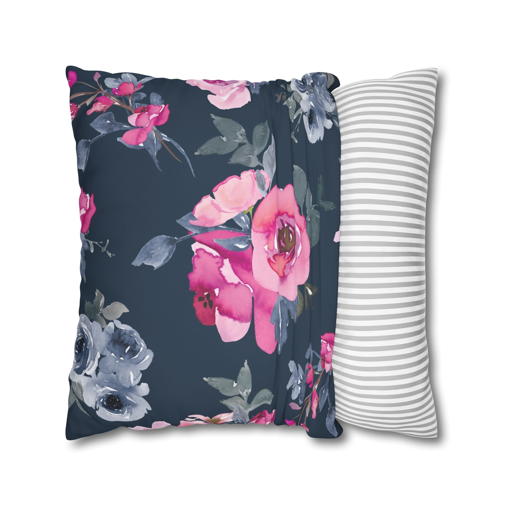 Teal Watercolor Floral Pillowcase